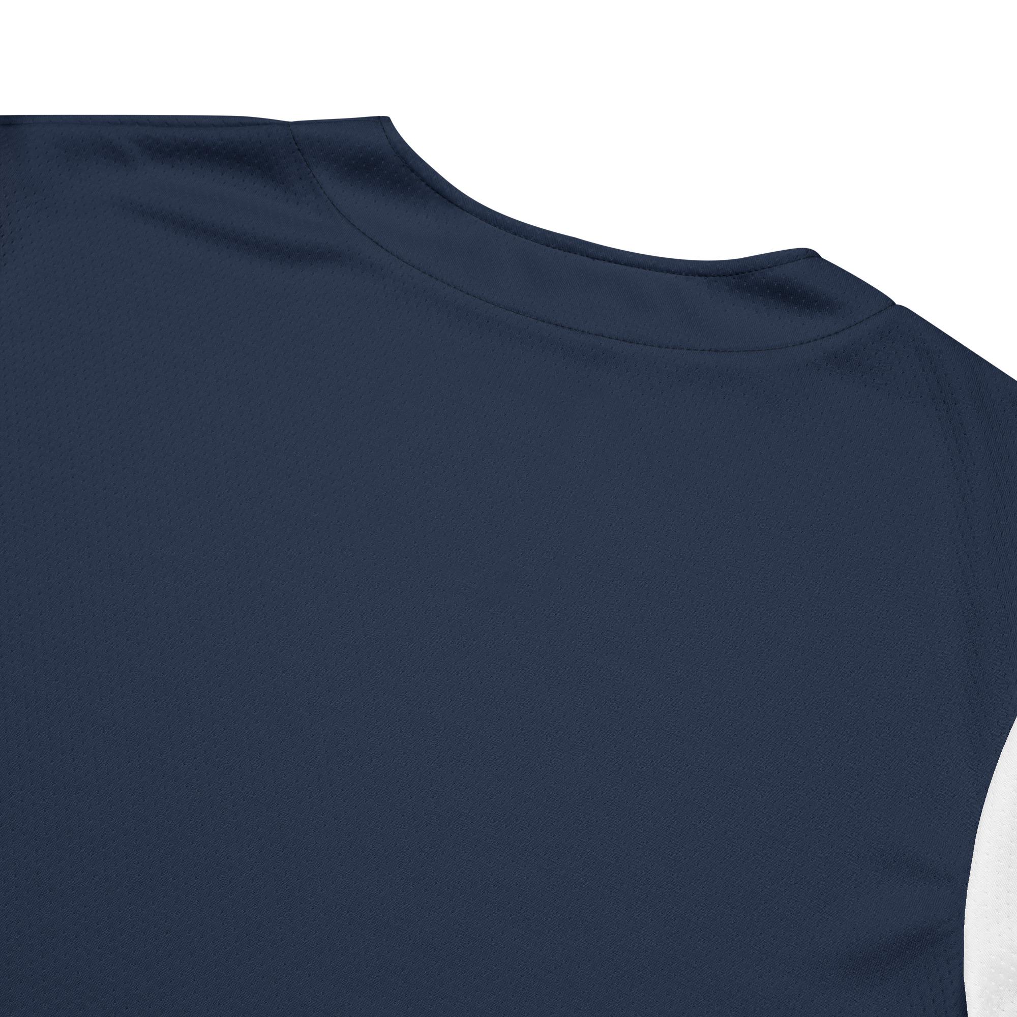 One Wear Slogan & Wavy Head Ibis 2 – Baseball Jersey – Navy, White & Red - Image 2