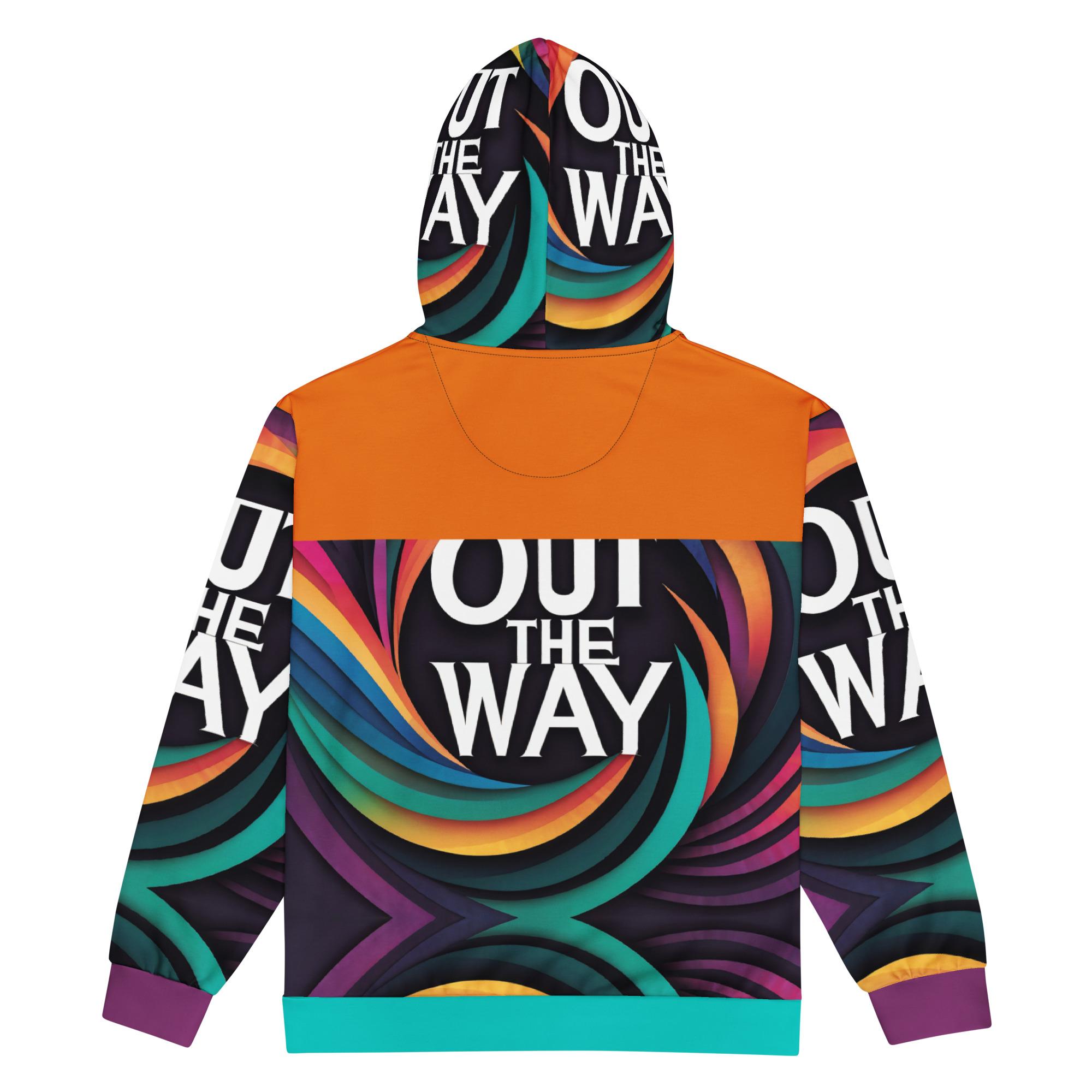 Out The Way: Design 01 – Unisex zip hoodie – Black, Lavender & White - Image 9