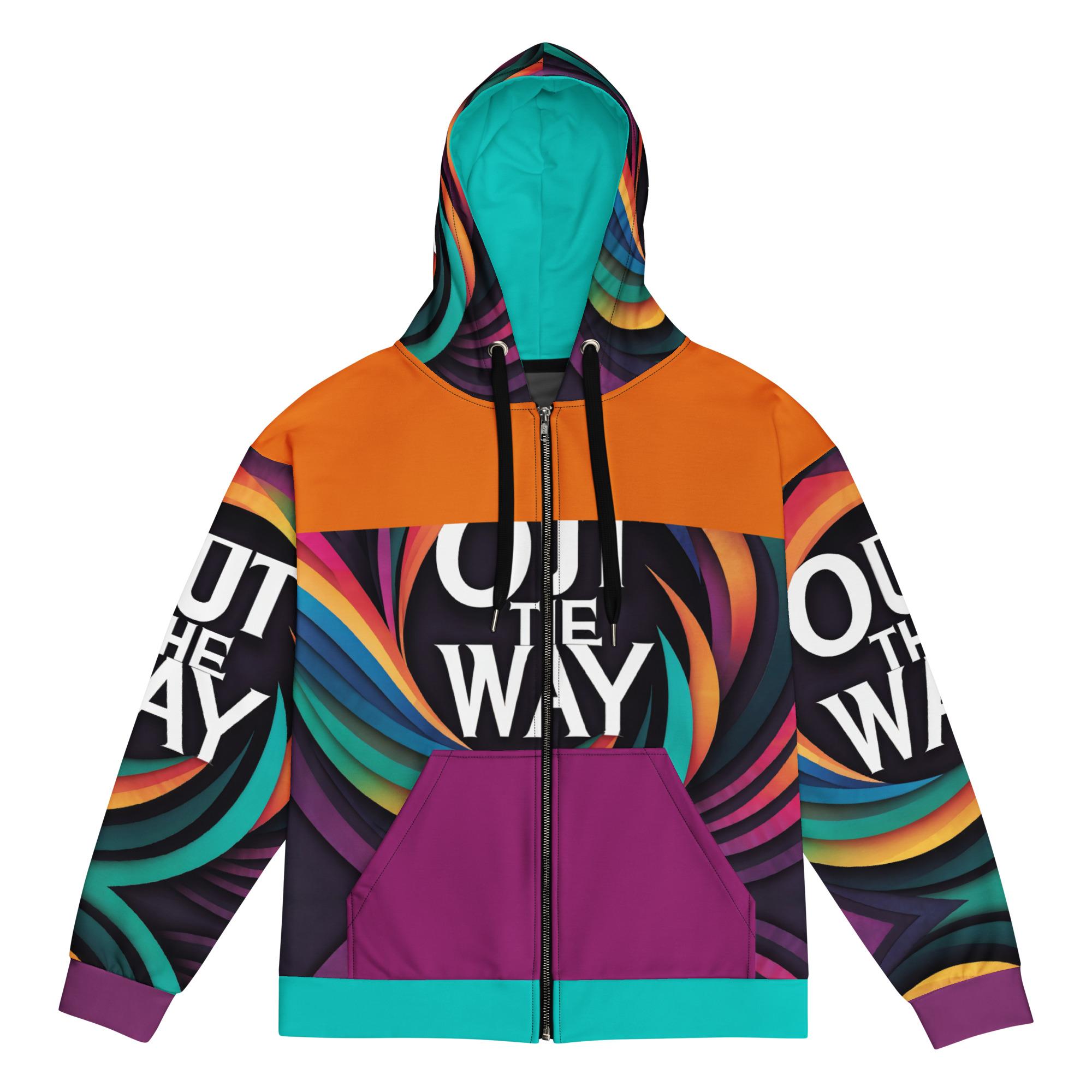Out The Way: Design 01 – Unisex zip hoodie – Black, Lavender & White