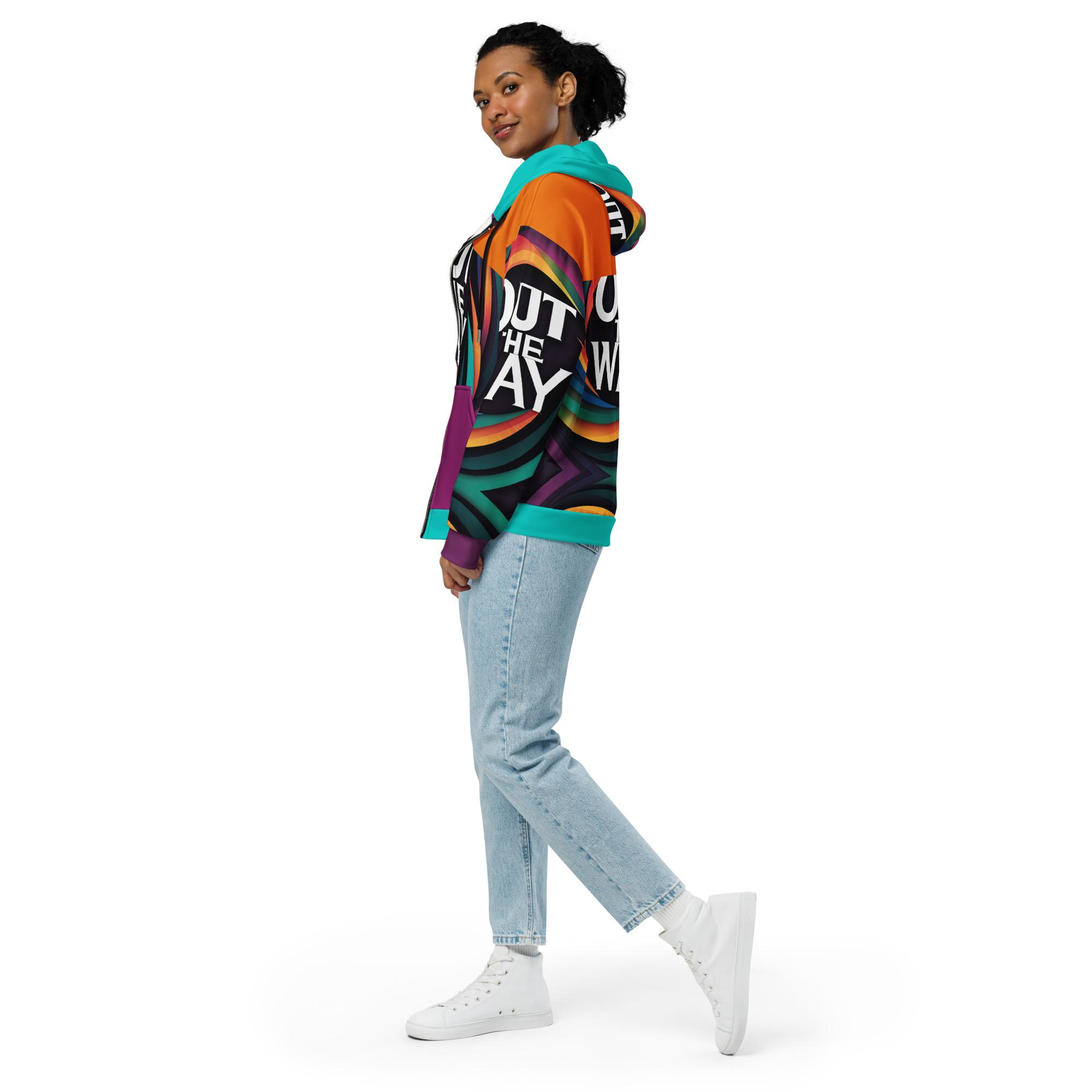 Out The Way: Design 01 – Unisex zip hoodie – Black, Lavender & White - Image 8