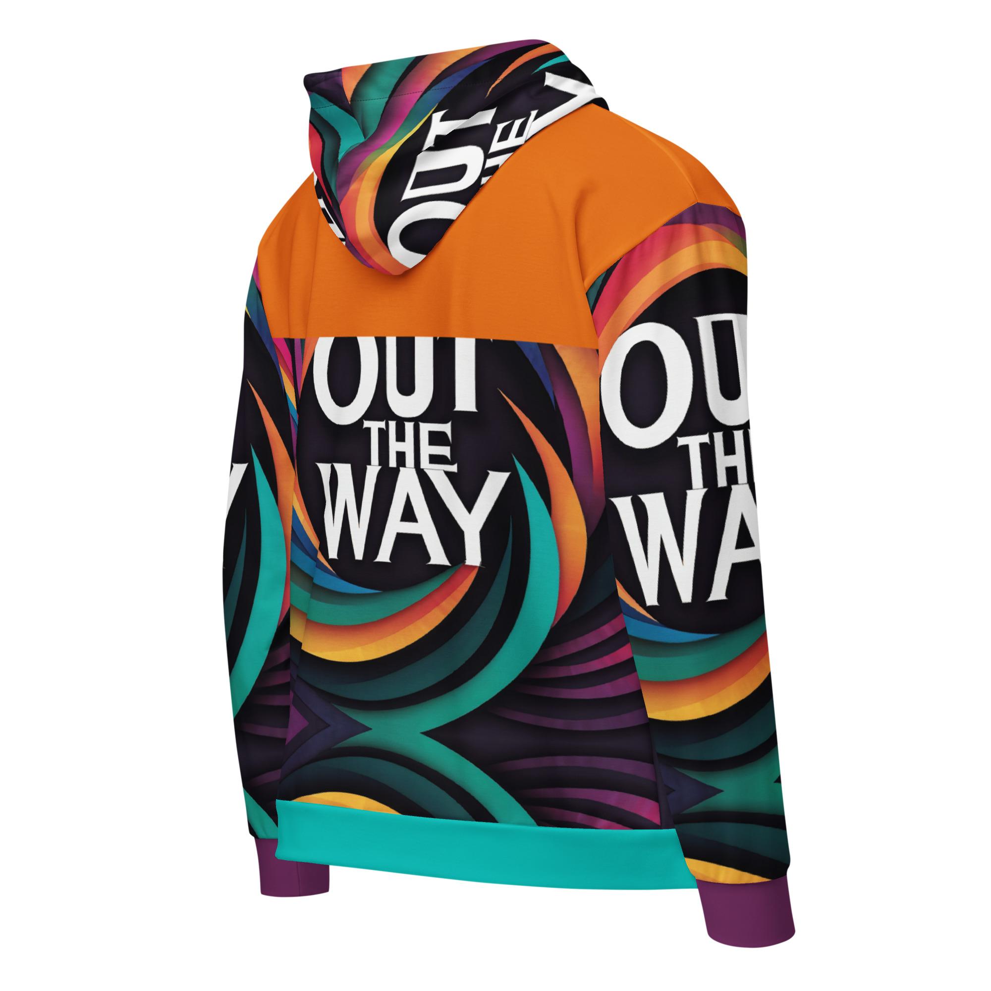 Out The Way: Design 01 – Unisex zip hoodie – Black, Lavender & White - Image 3