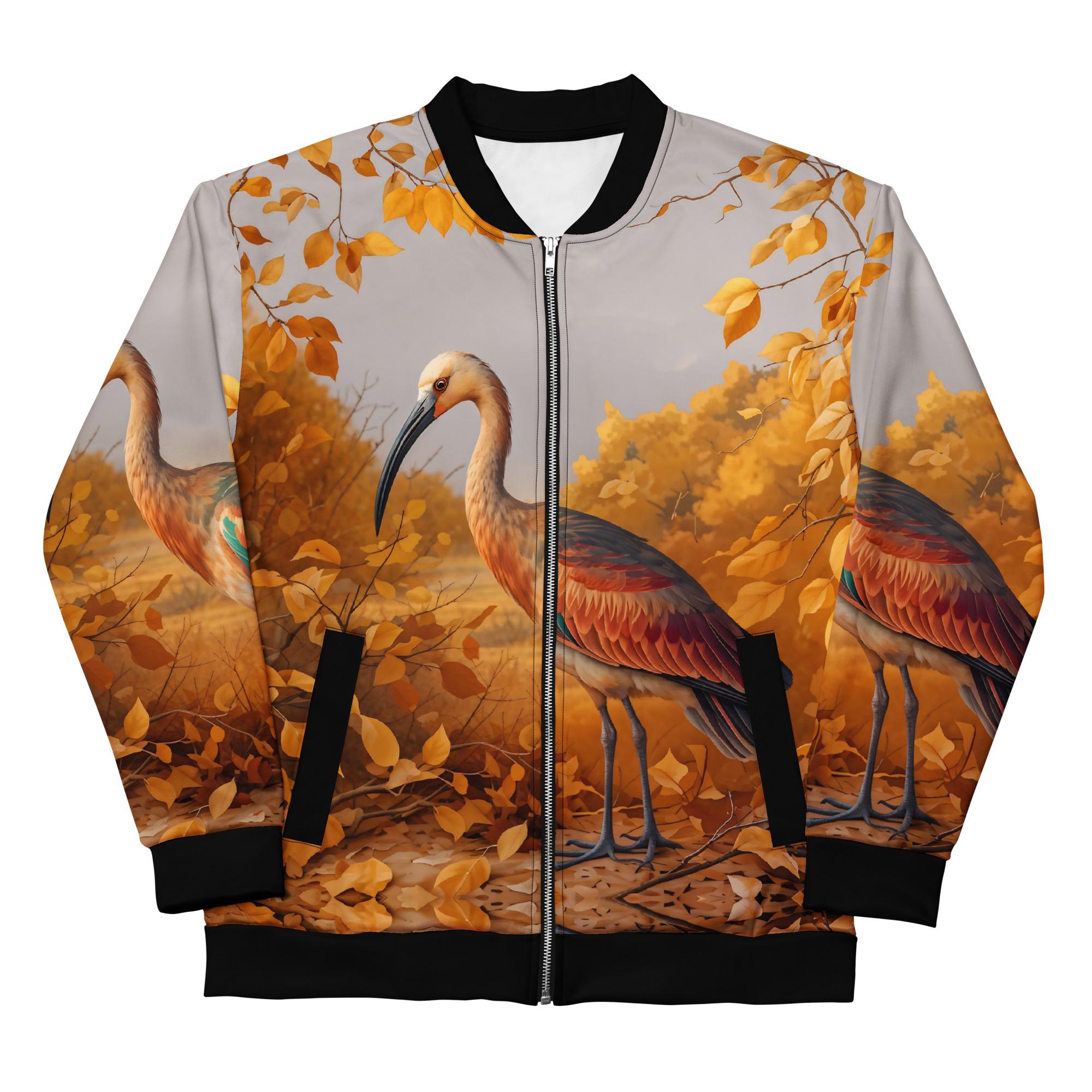 Autumn Ibis: Design 01 – Unisex Bomber Jacket - Image 3