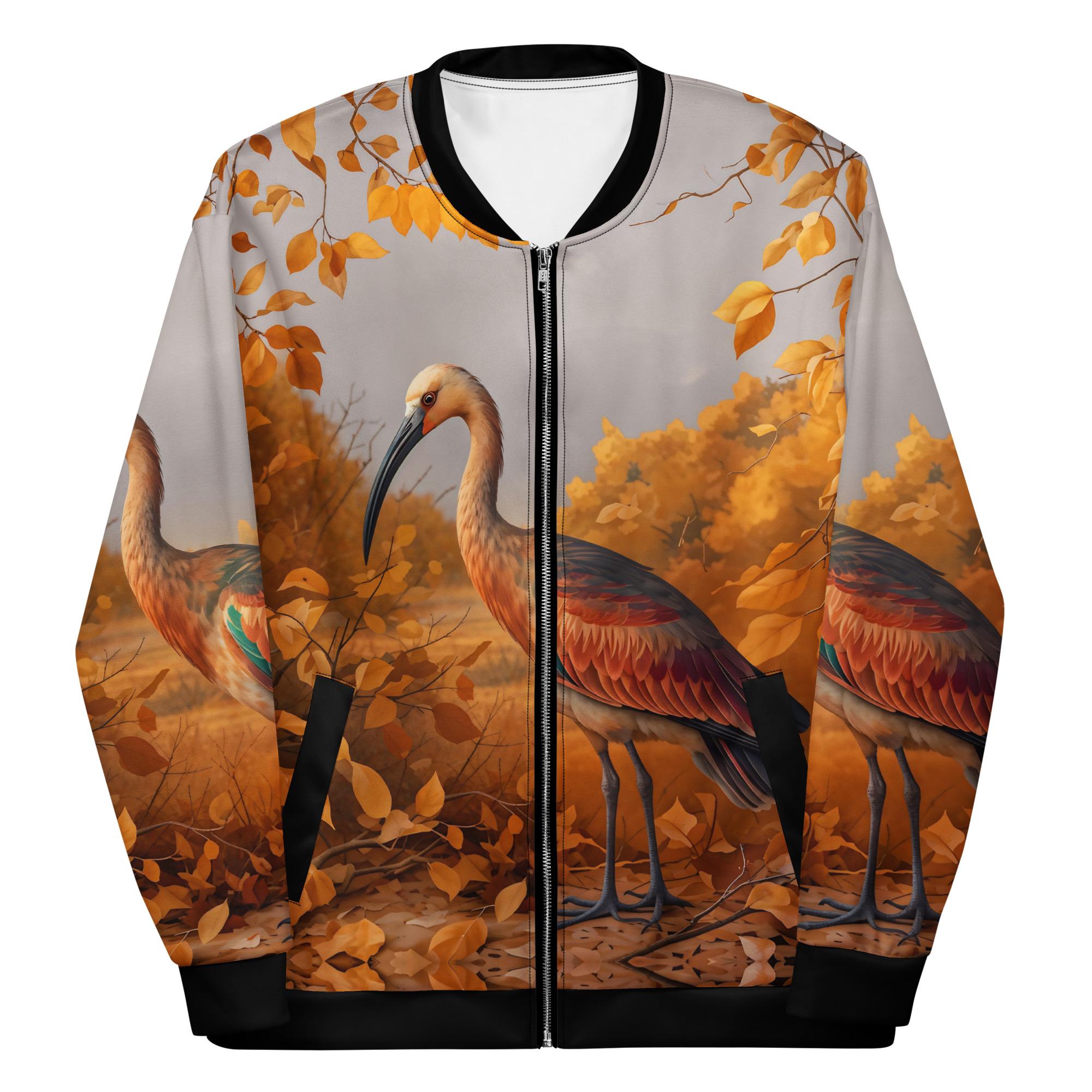 Autumn Ibis: Design 01 – Unisex Bomber Jacket - Image 4