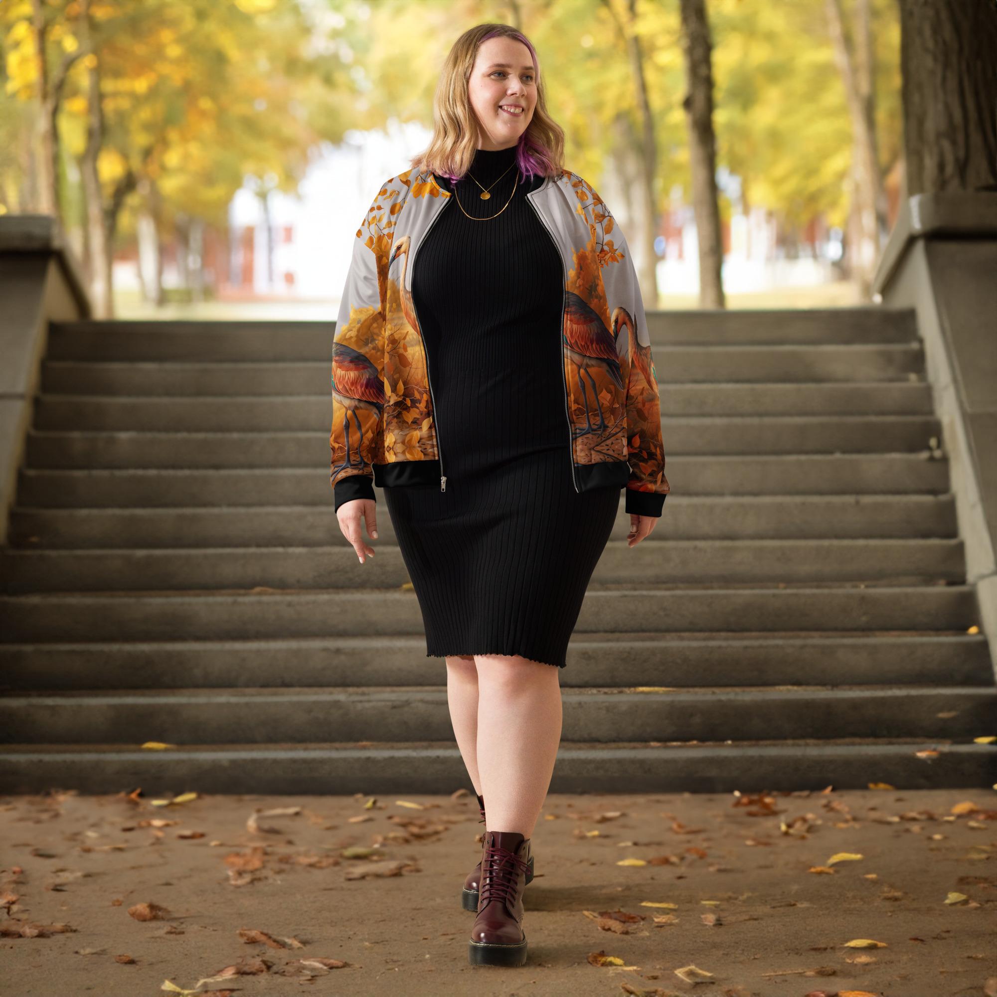 Autumn Ibis: Design 01 – Unisex Bomber Jacket - Image 5