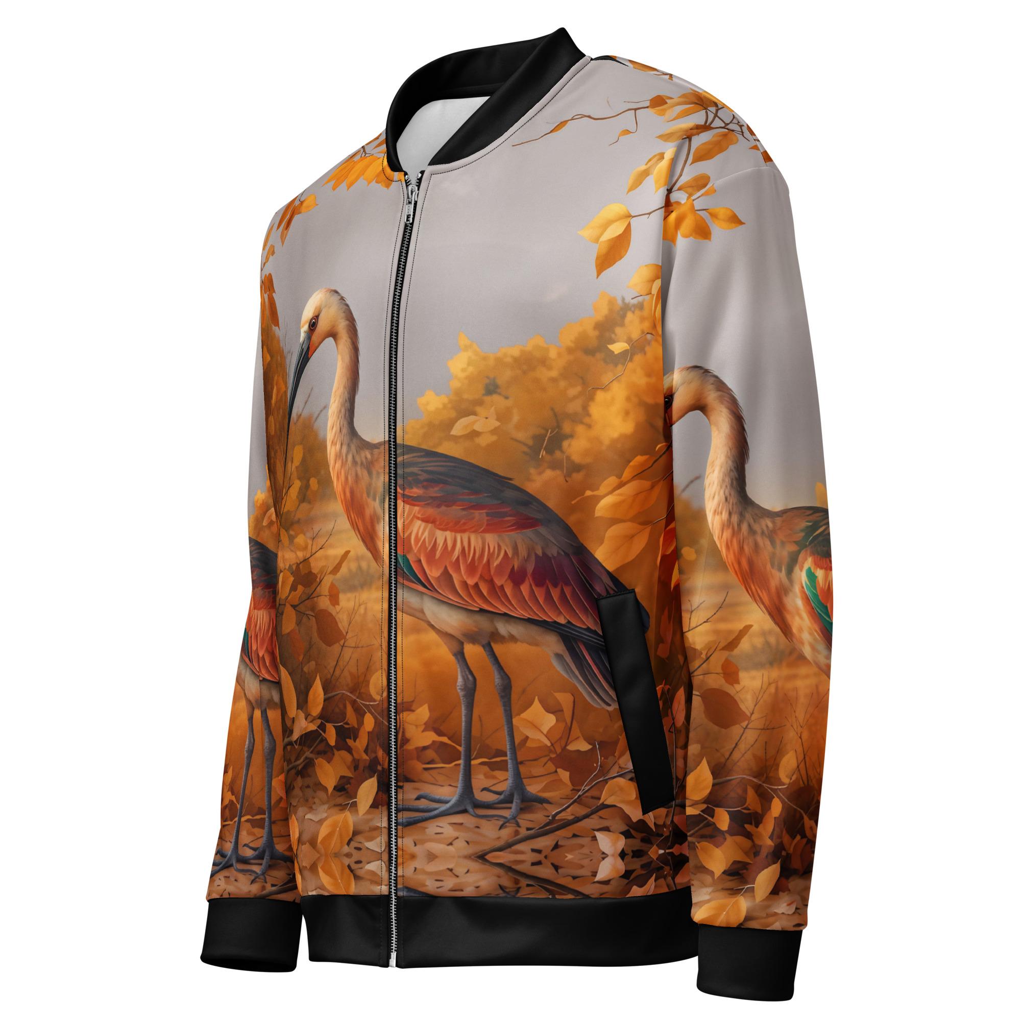 Autumn Ibis: Design 01 – Unisex Bomber Jacket - Image 7
