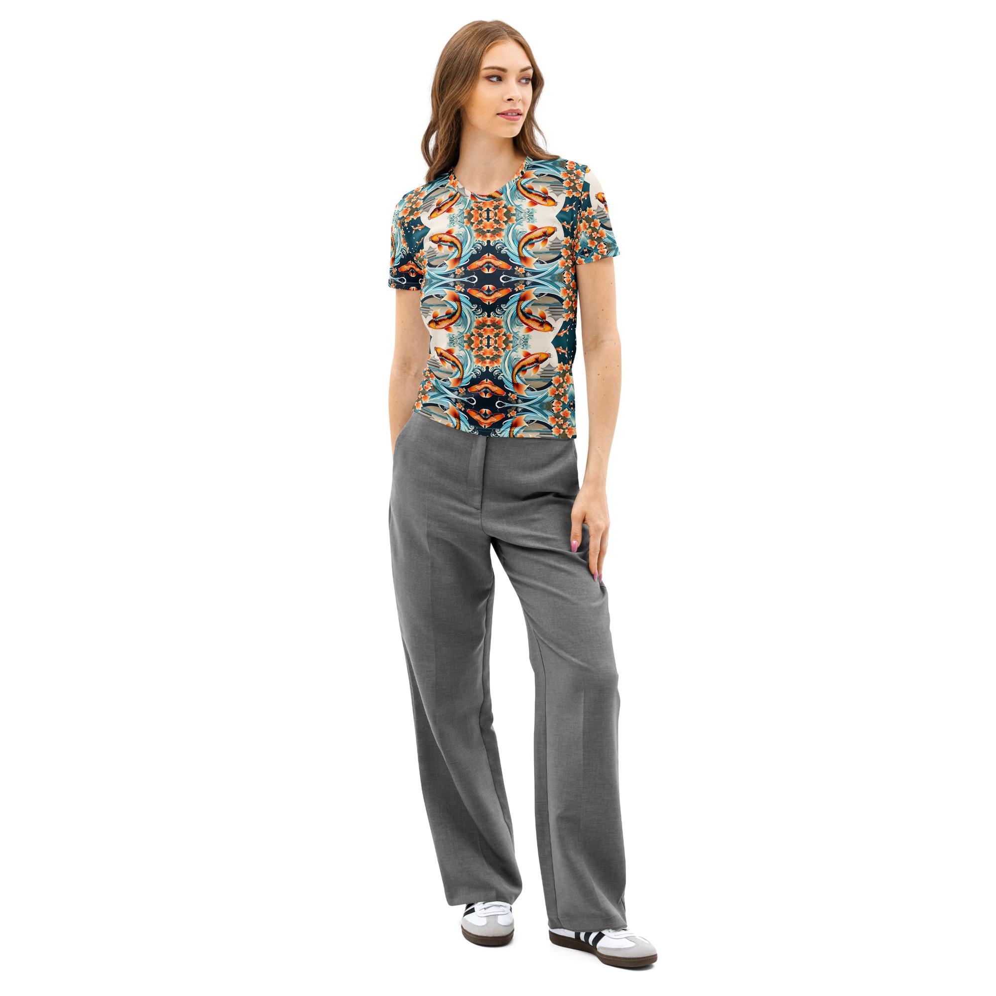 Koi-Men Apparel: Design 15 – Women’s Cotton Crew Neck T-shirt - Image 2
