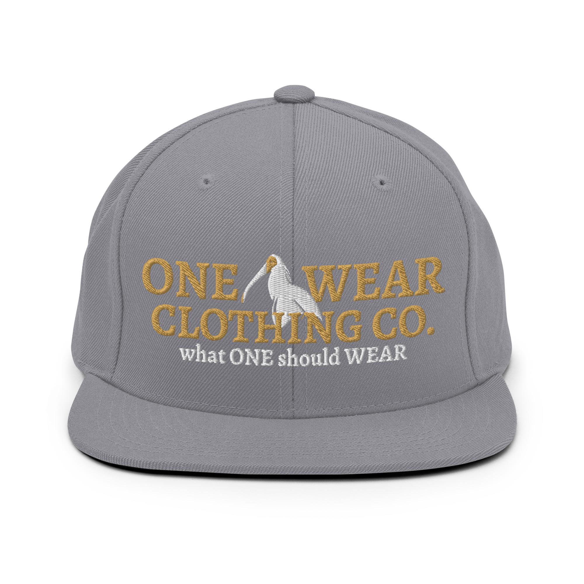 One Wear Slogan & Wavy Head Ibis 2 – Snapback Hat – Gold & White - Image 11