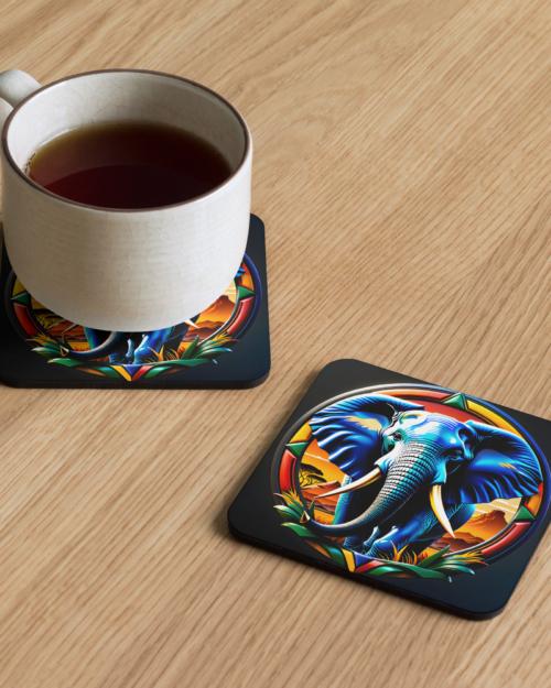 Hayibo: Elephant Design 01 - Cork-back coaster