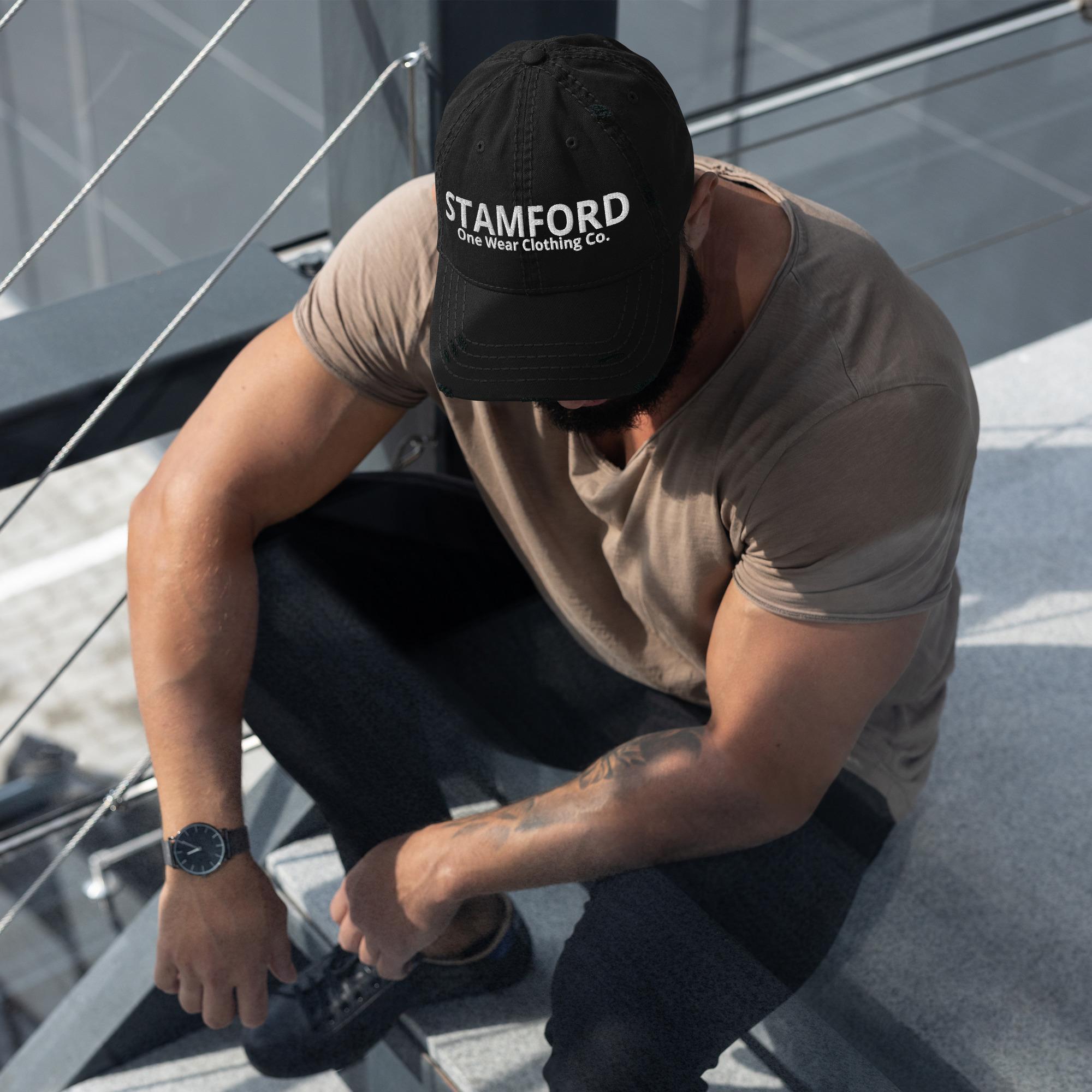 One Wear Stamford - Distressed Dad Hat - White Text - Image 5