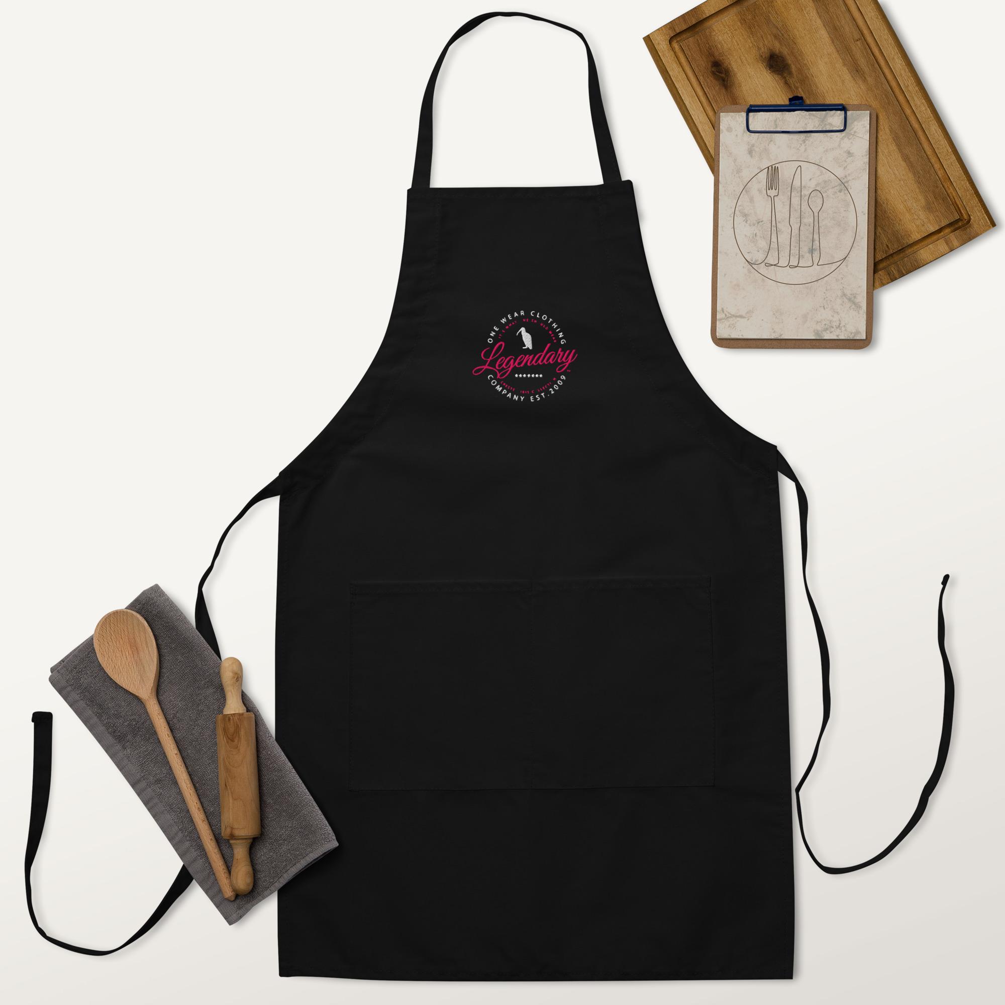 One Wear Legendary Ibis – Embroidered Apron – White & Pink - Image 4