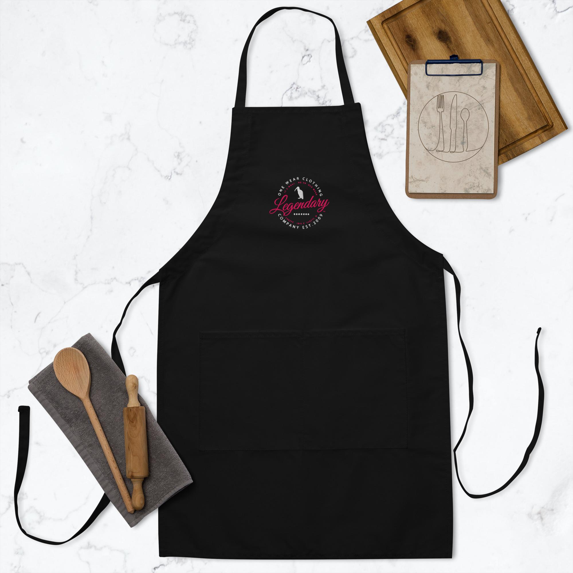 One Wear Legendary Ibis – Embroidered Apron – White & Pink