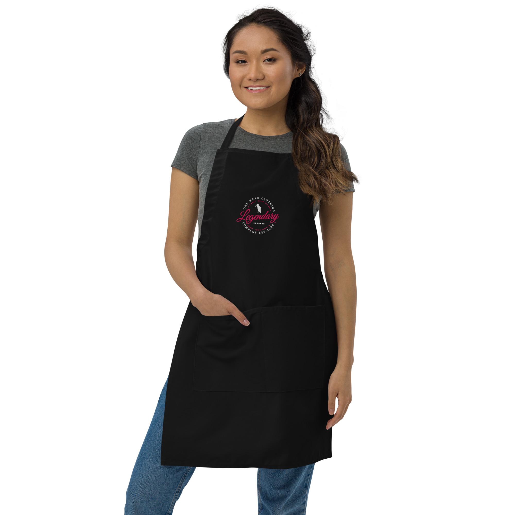 One Wear Legendary Ibis – Embroidered Apron – White & Pink - Image 2
