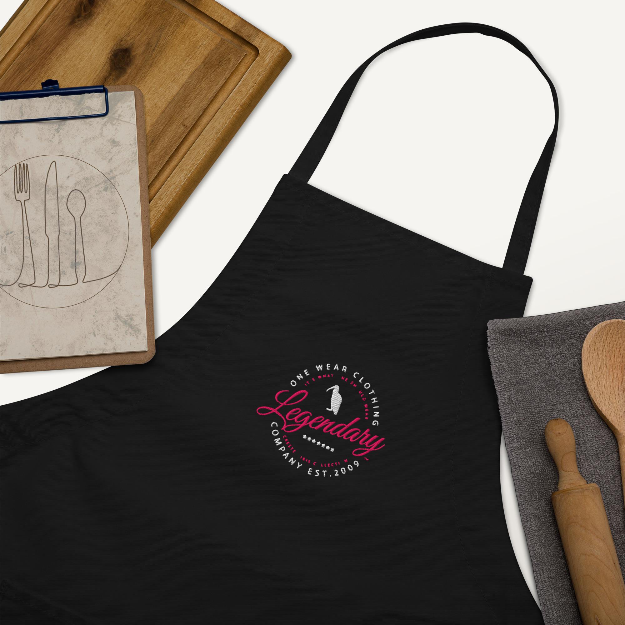 One Wear Legendary Ibis – Embroidered Apron – White & Pink - Image 6