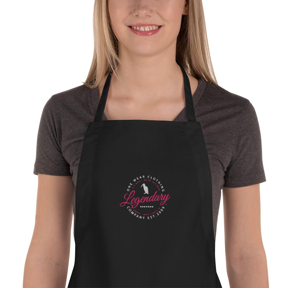 One Wear Legendary Ibis – Embroidered Apron – White & Pink - Image 3