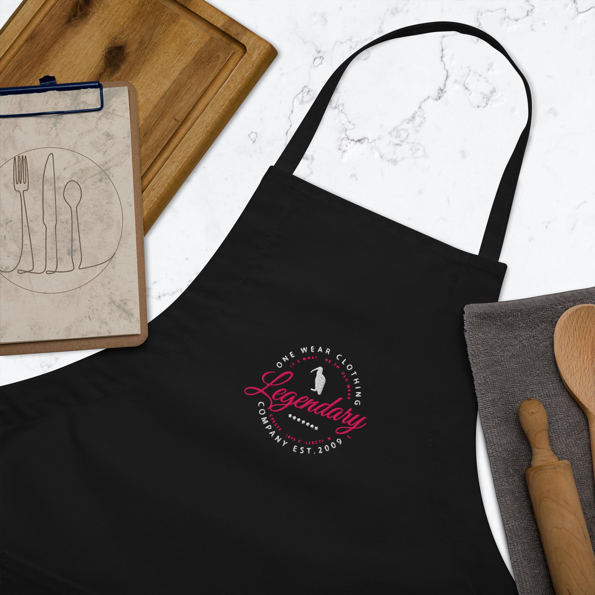 One Wear Legendary Ibis – Embroidered Apron – White & Pink - Image 5