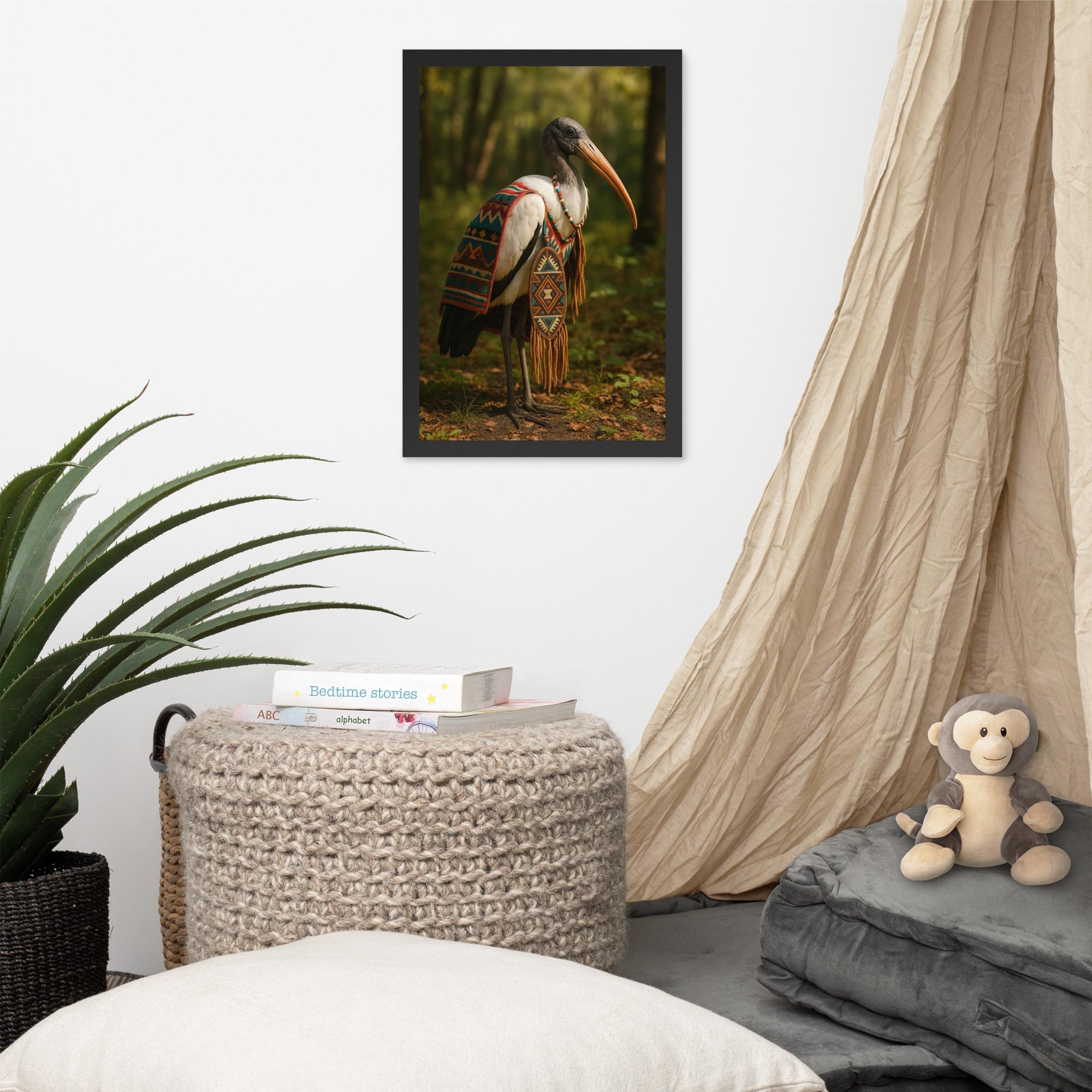 Indigenous Day Ibis: Woodland Ibis with Beaded Sash – Framed poster - Image 2