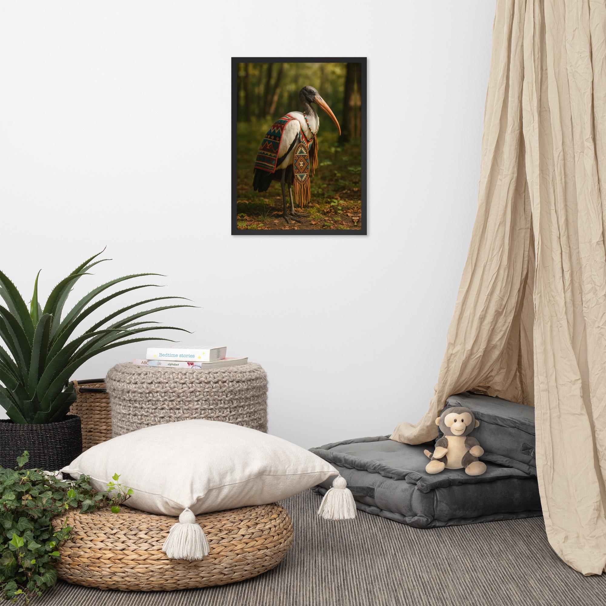 Indigenous Day Ibis: Woodland Ibis with Beaded Sash – Framed poster - Image 3