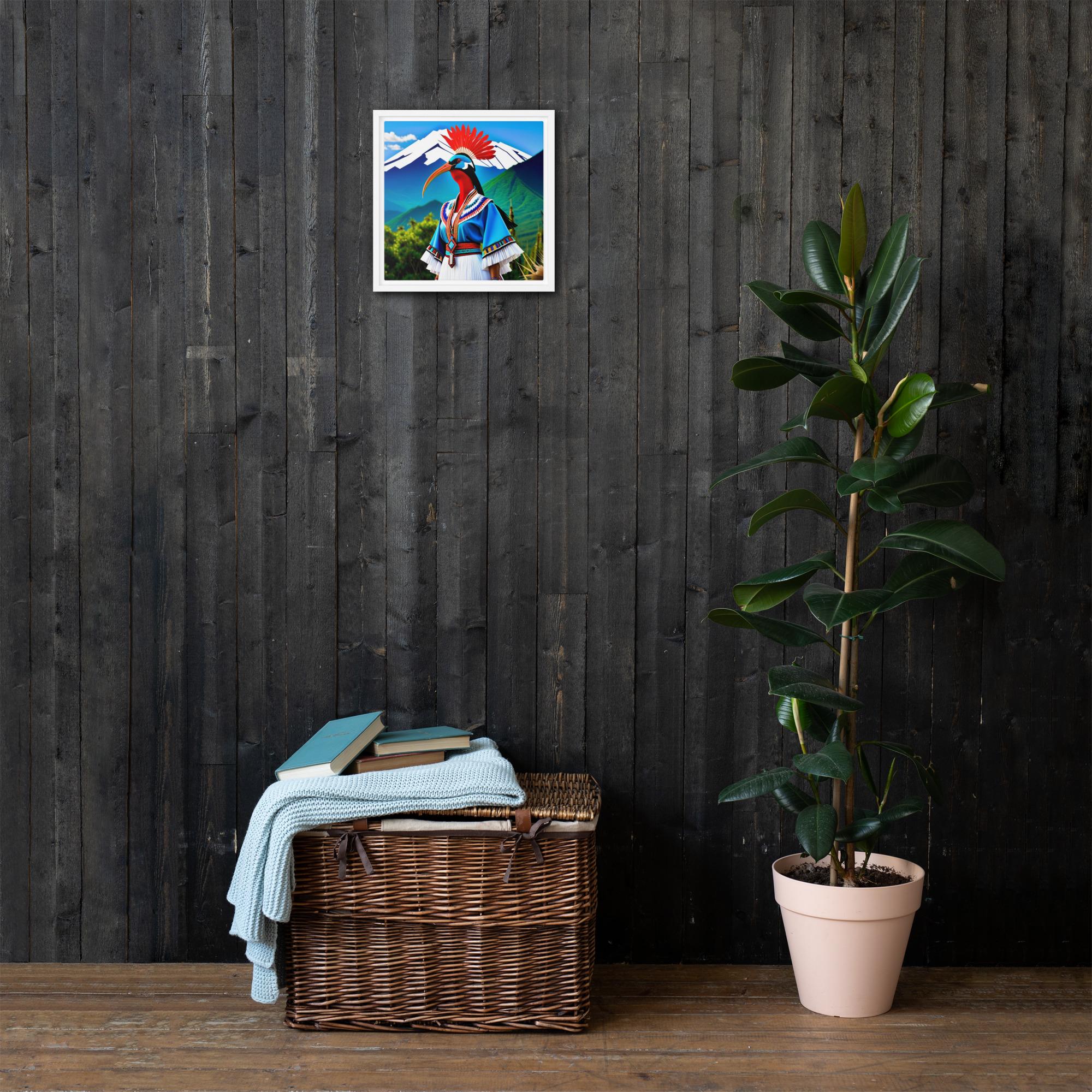 Ceremonial Mountain Ibis (Blue Garment, Red Crest) – Framed Canvas - Image 6