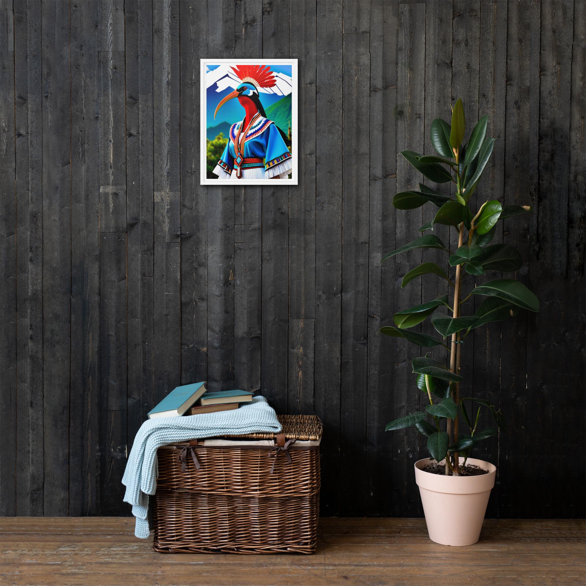 Ceremonial Mountain Ibis (Blue Garment, Red Crest) – Framed Canvas - Image 7