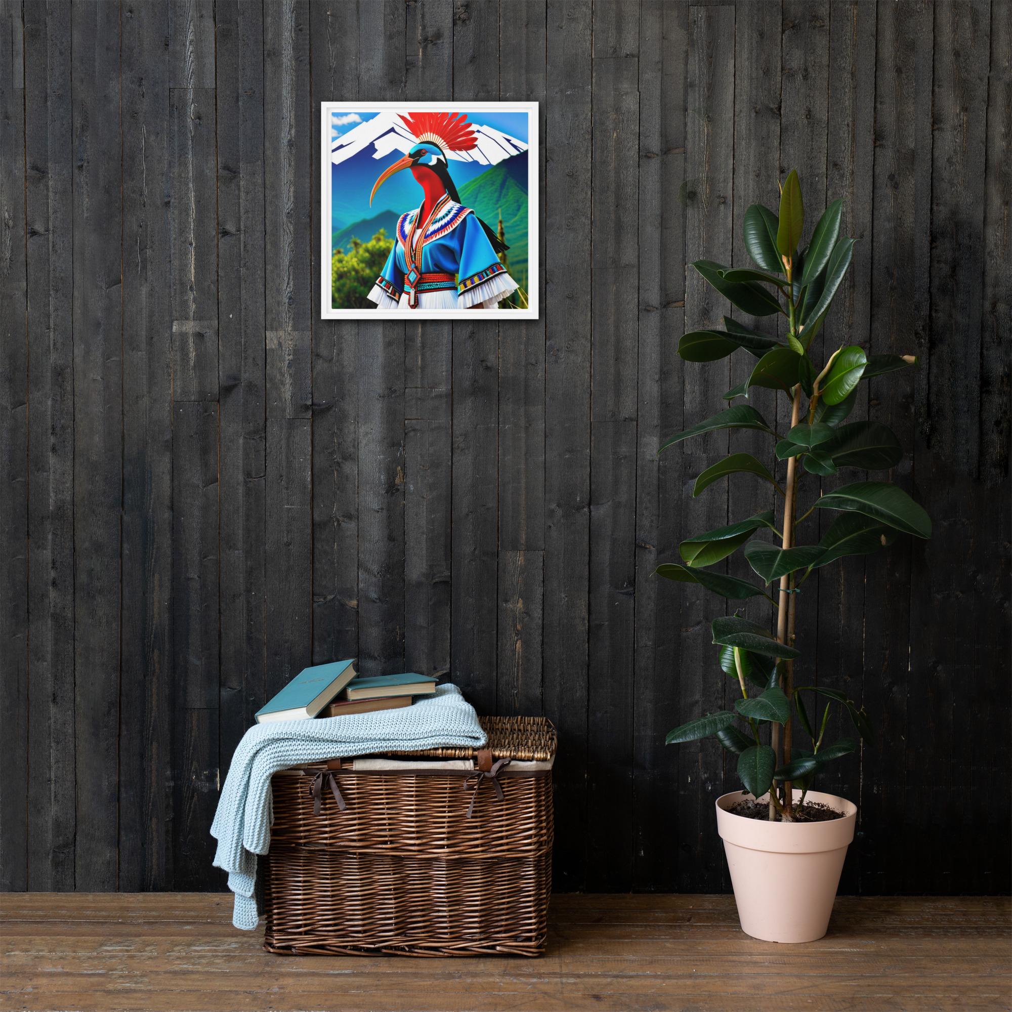 Ceremonial Mountain Ibis (Blue Garment, Red Crest) – Framed Canvas - Image 8