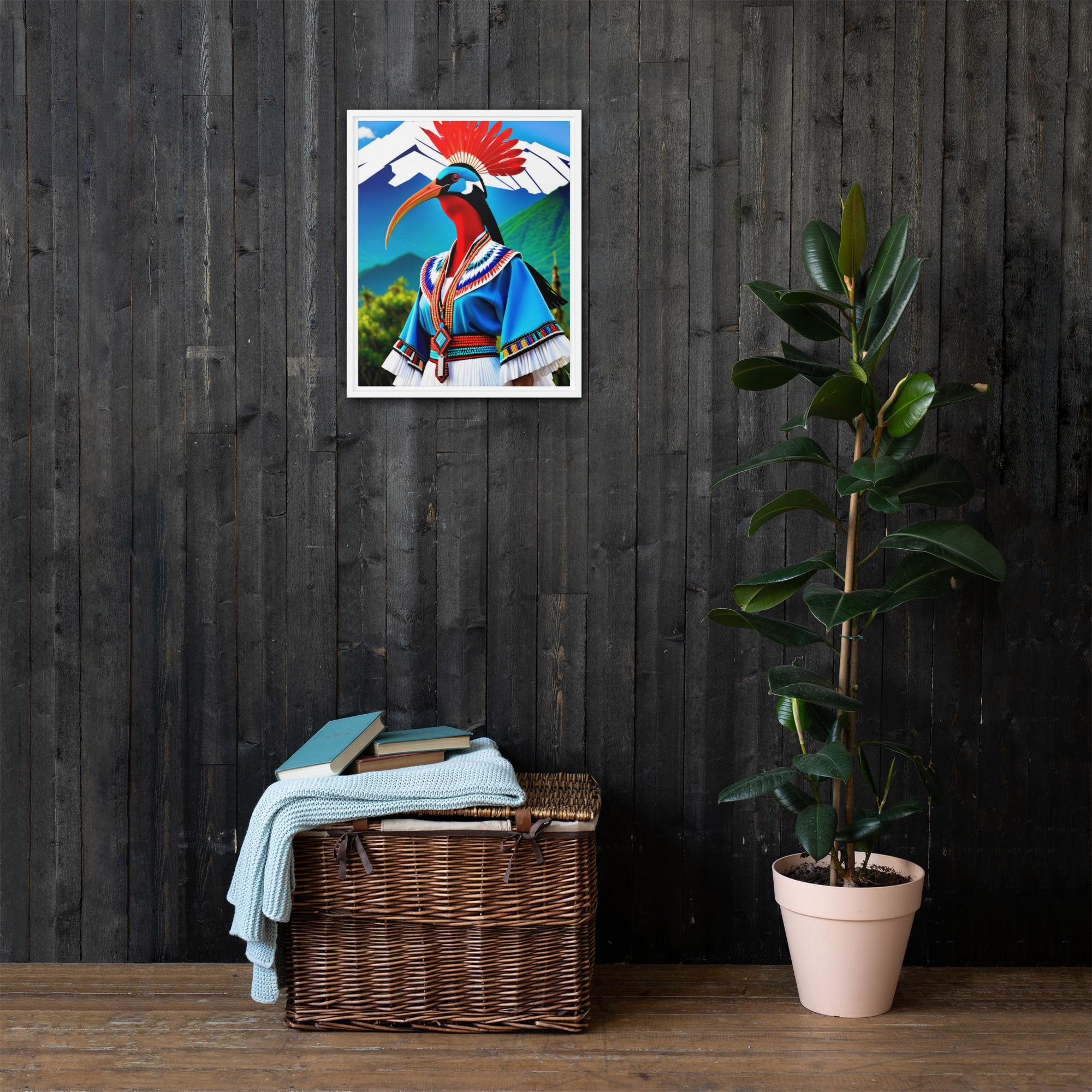 Ceremonial Mountain Ibis (Blue Garment, Red Crest) – Framed Canvas - Image 9