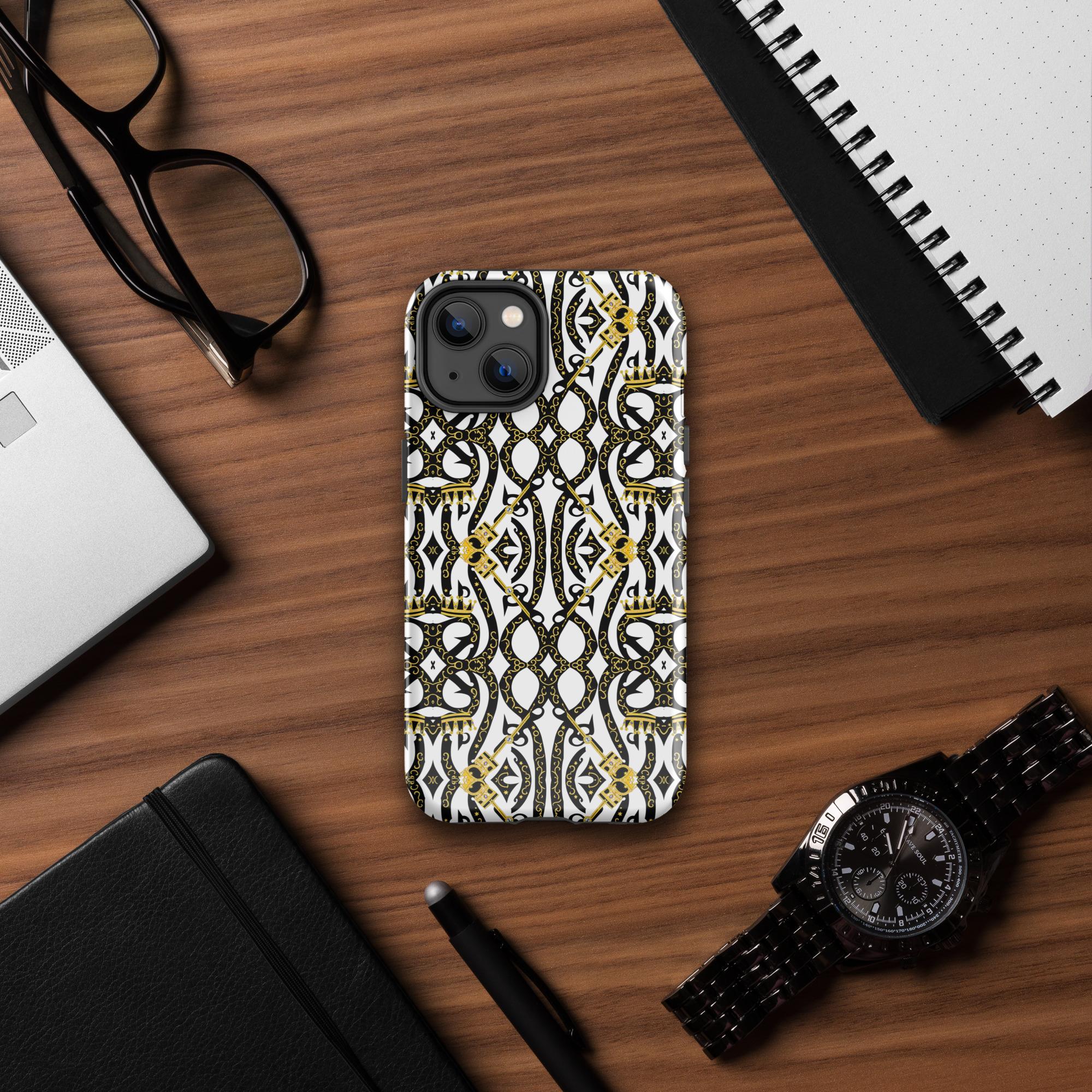 One Wear Royalty 01 – Tough Case for iPhone® – White, Black & Gold - Image 2