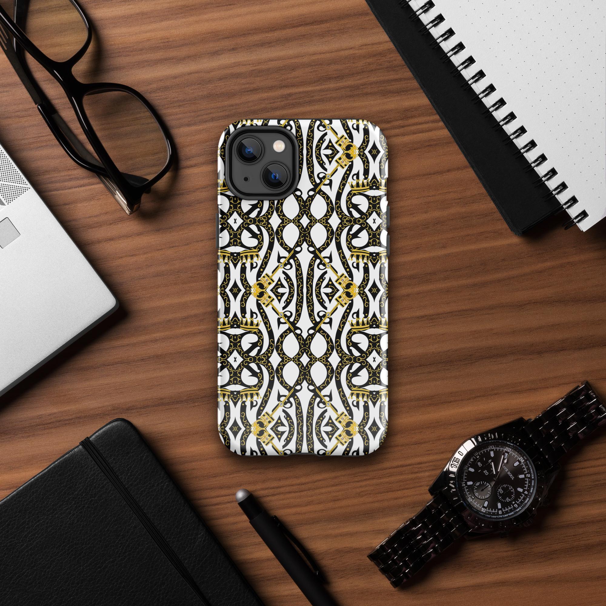 One Wear Royalty 01 – Tough Case for iPhone® – White, Black & Gold - Image 3