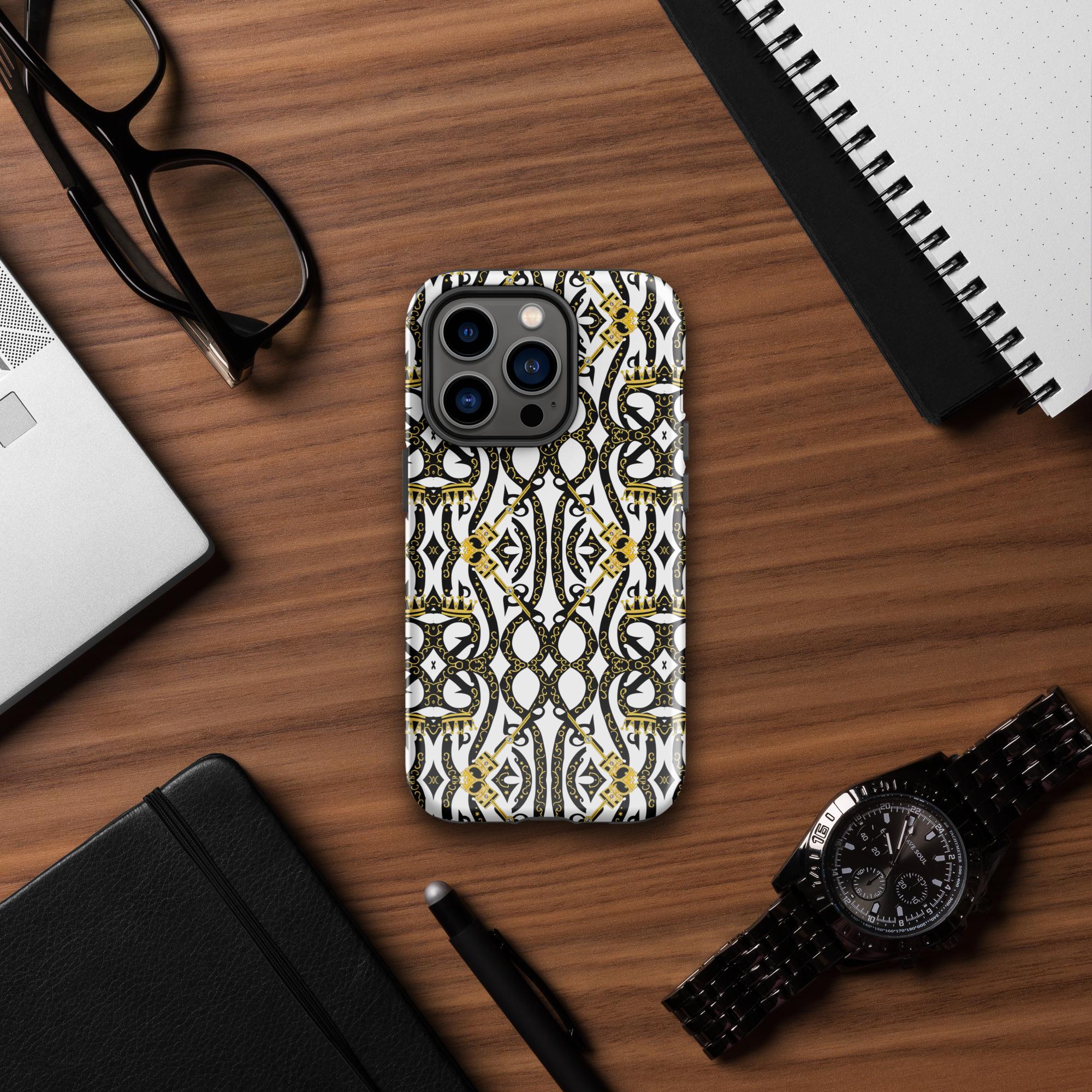 One Wear Royalty 01 – Tough Case for iPhone® – White, Black & Gold - Image 4