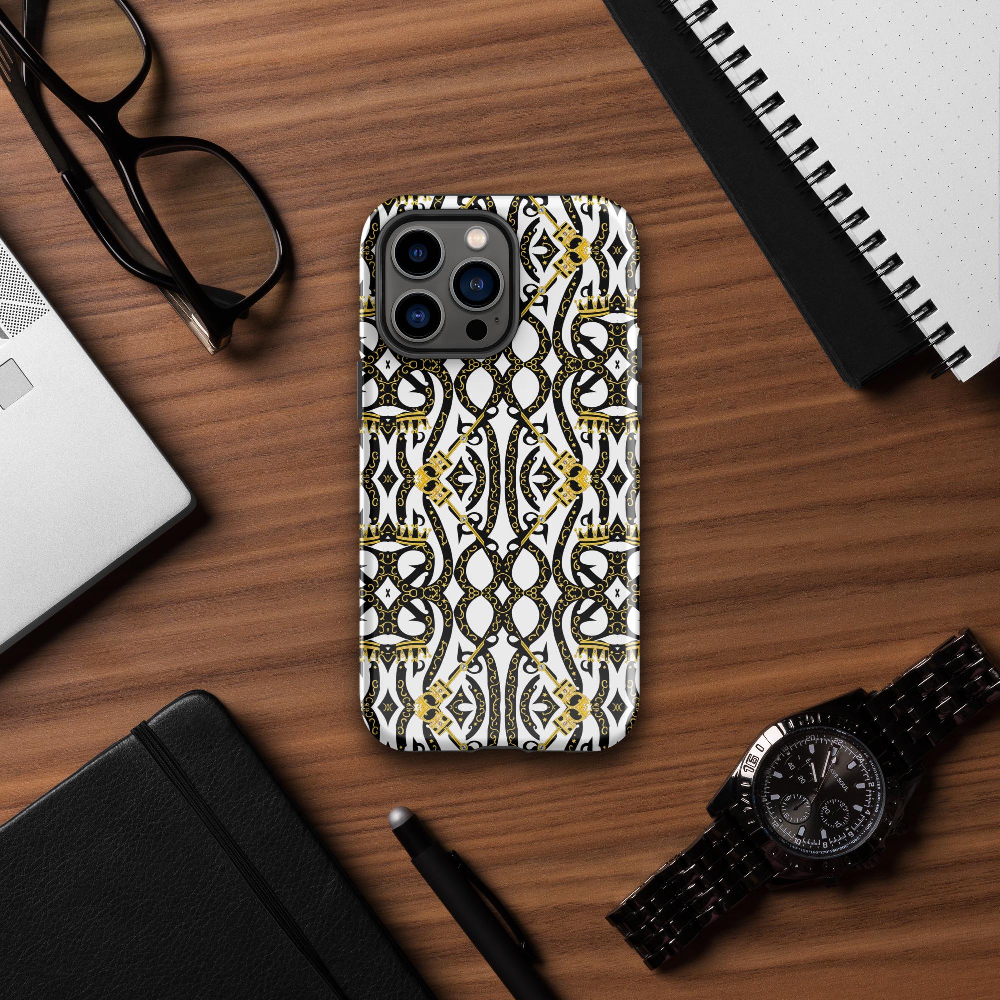 One Wear Royalty 01 – Tough Case for iPhone® – White, Black & Gold - Image 5