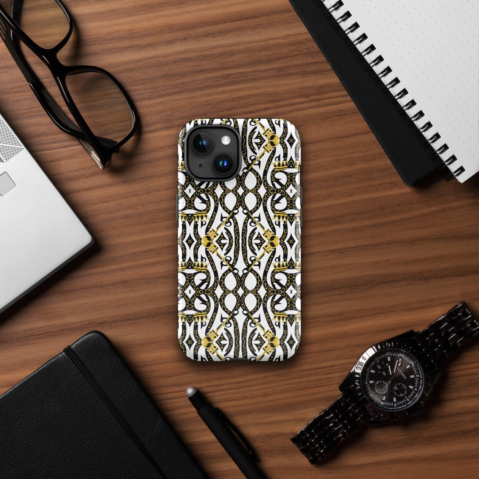One Wear Royalty 01 – Tough Case for iPhone® – White, Black & Gold - Image 6