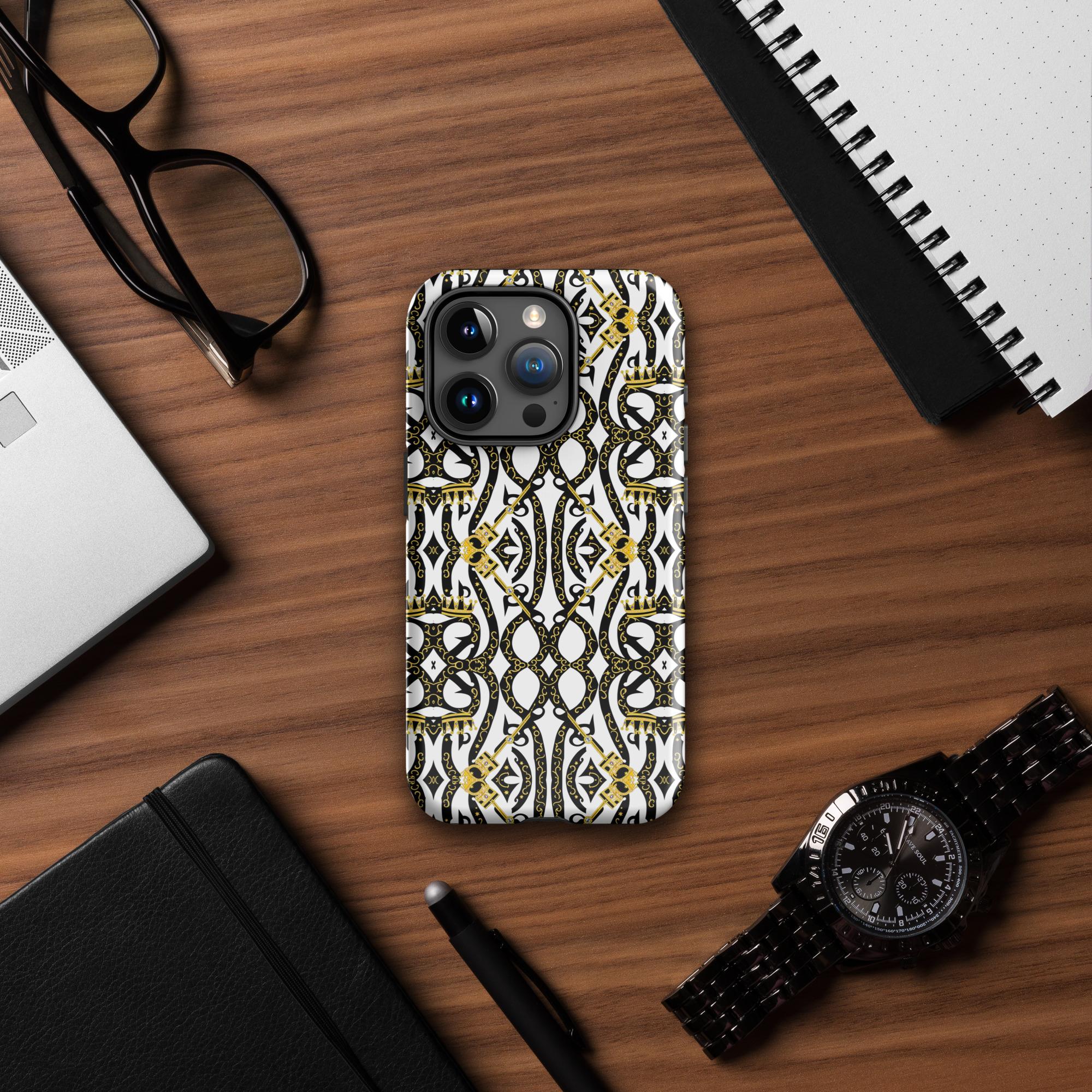 One Wear Royalty 01 – Tough Case for iPhone® – White, Black & Gold - Image 8