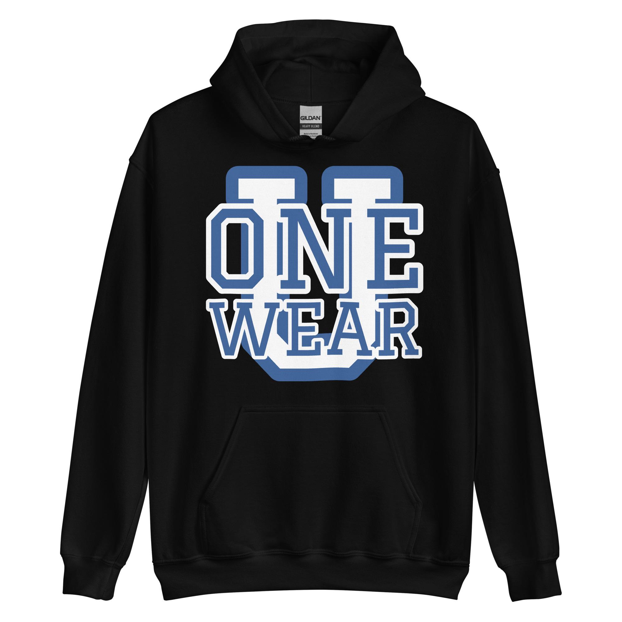 One Wear Graphic Series 44 – Men’s Hoodie – White & Royal - Image 2