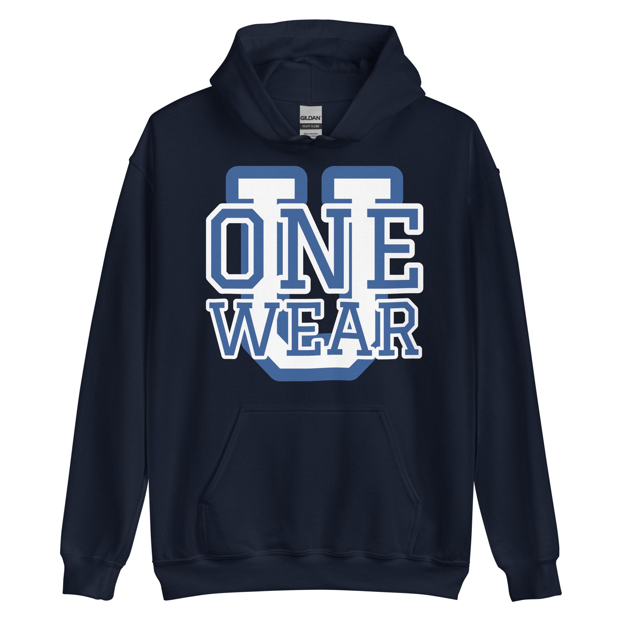 One Wear Graphic Series 44 – Men’s Hoodie – White & Royal - Image 4