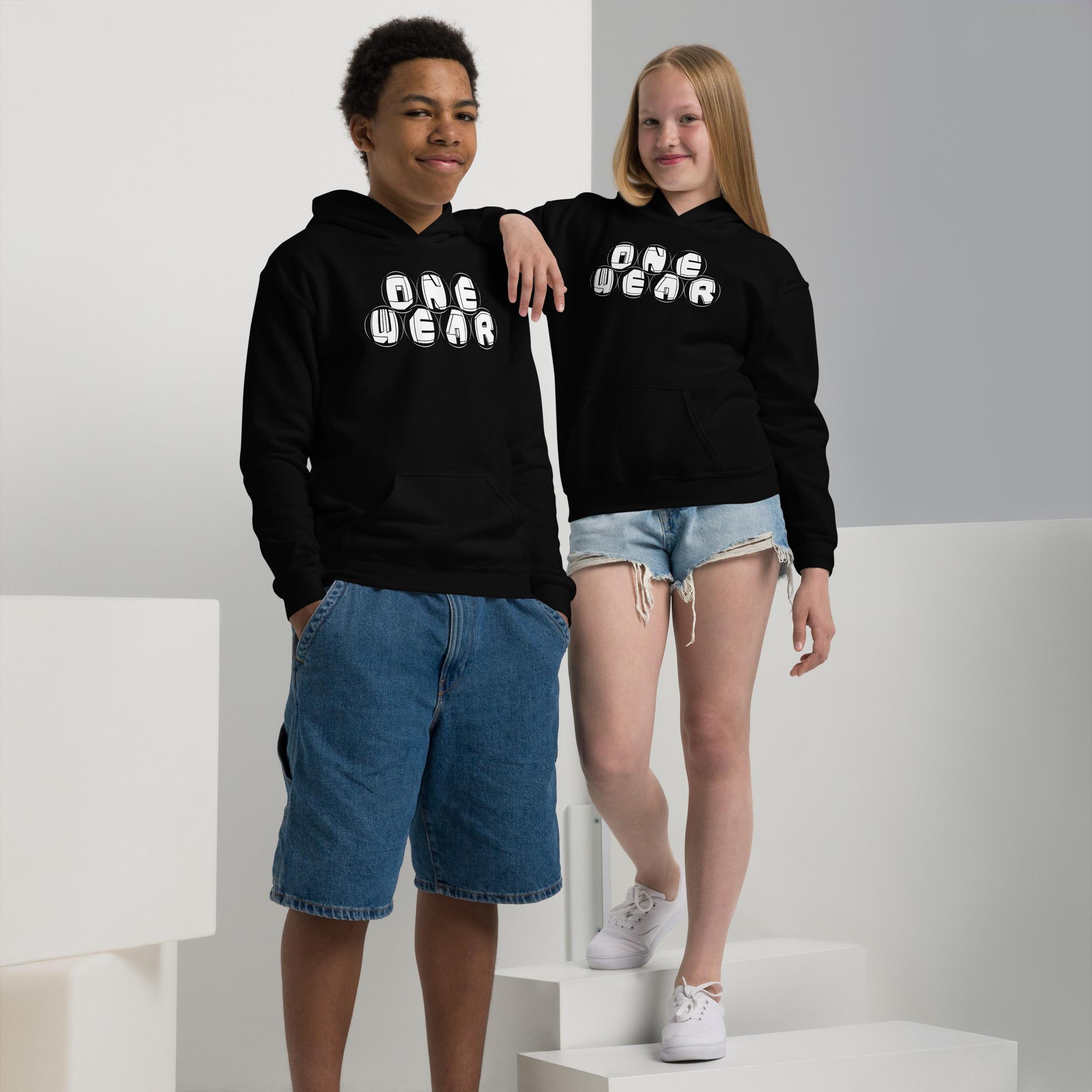 One Wear Graphic Series129 – Youth heavy blend hoodie – White - Image 8