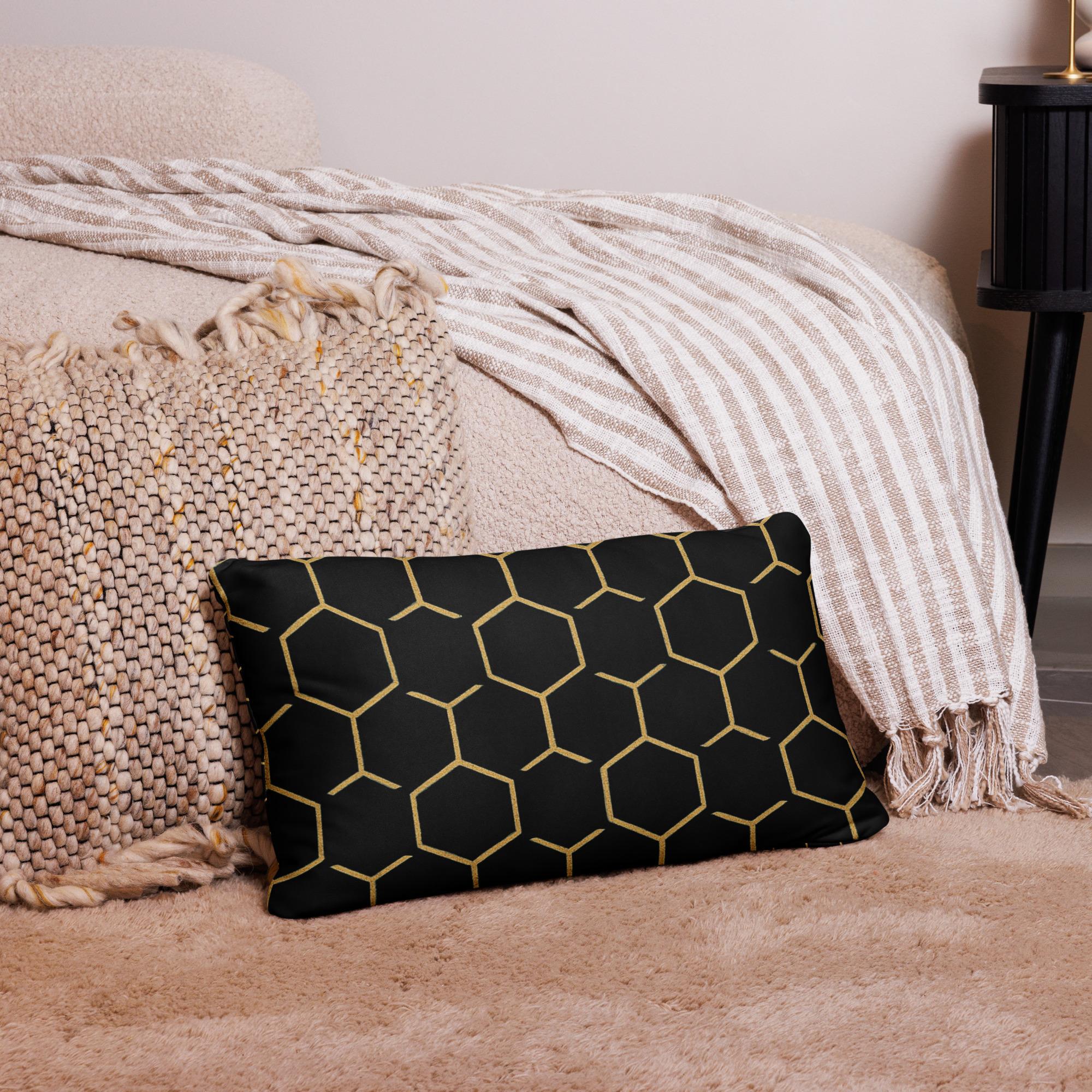 TALISHÉN: Steel Spine Hex Pattern – Pillow Case – Black & Gold - Image 4