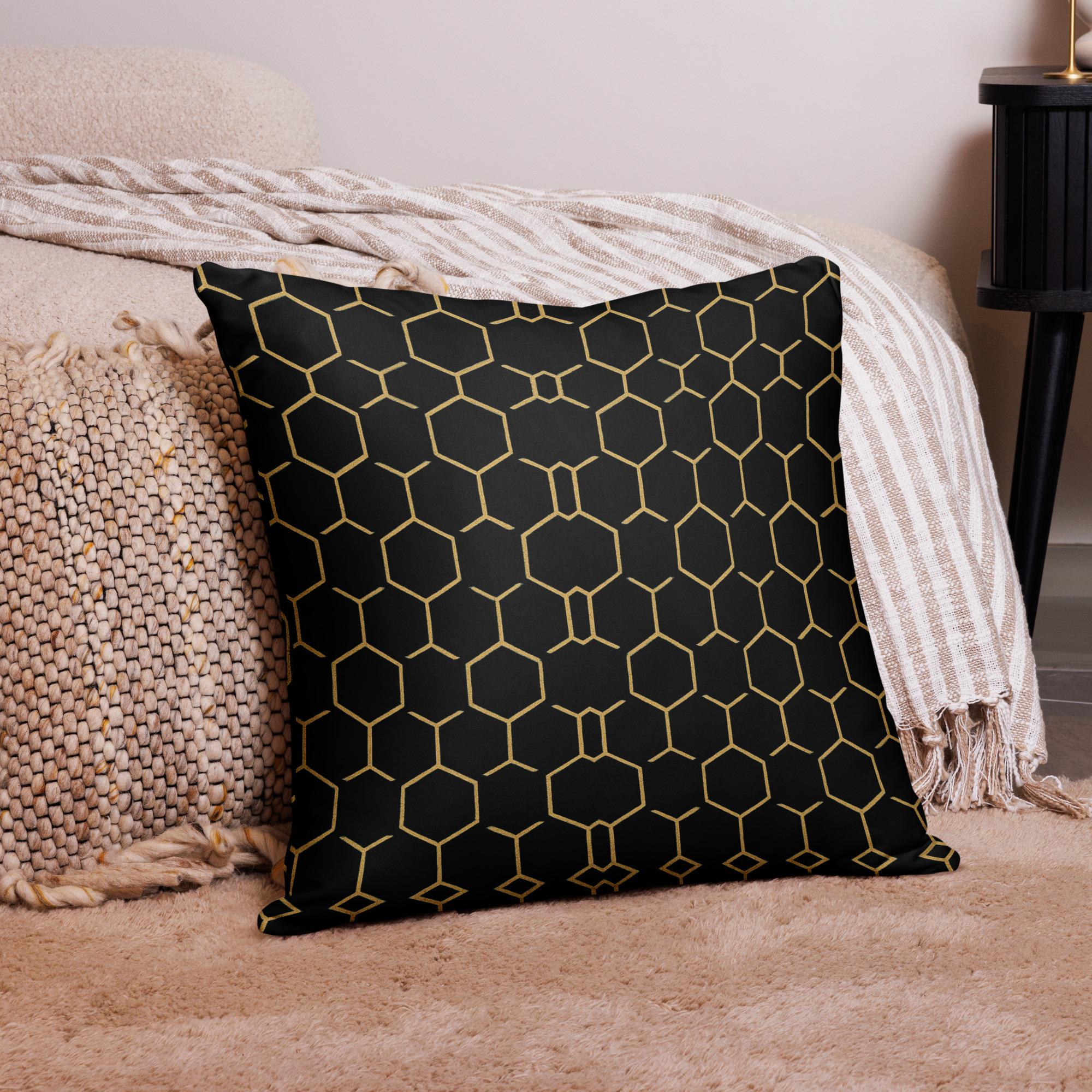 TALISHÉN: Steel Spine Hex Pattern – Pillow Case – Black & Gold - Image 6