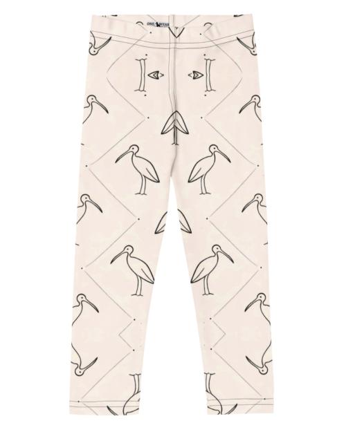 Ibis Line Art Grid – Kid's Leggings – Cream & Black