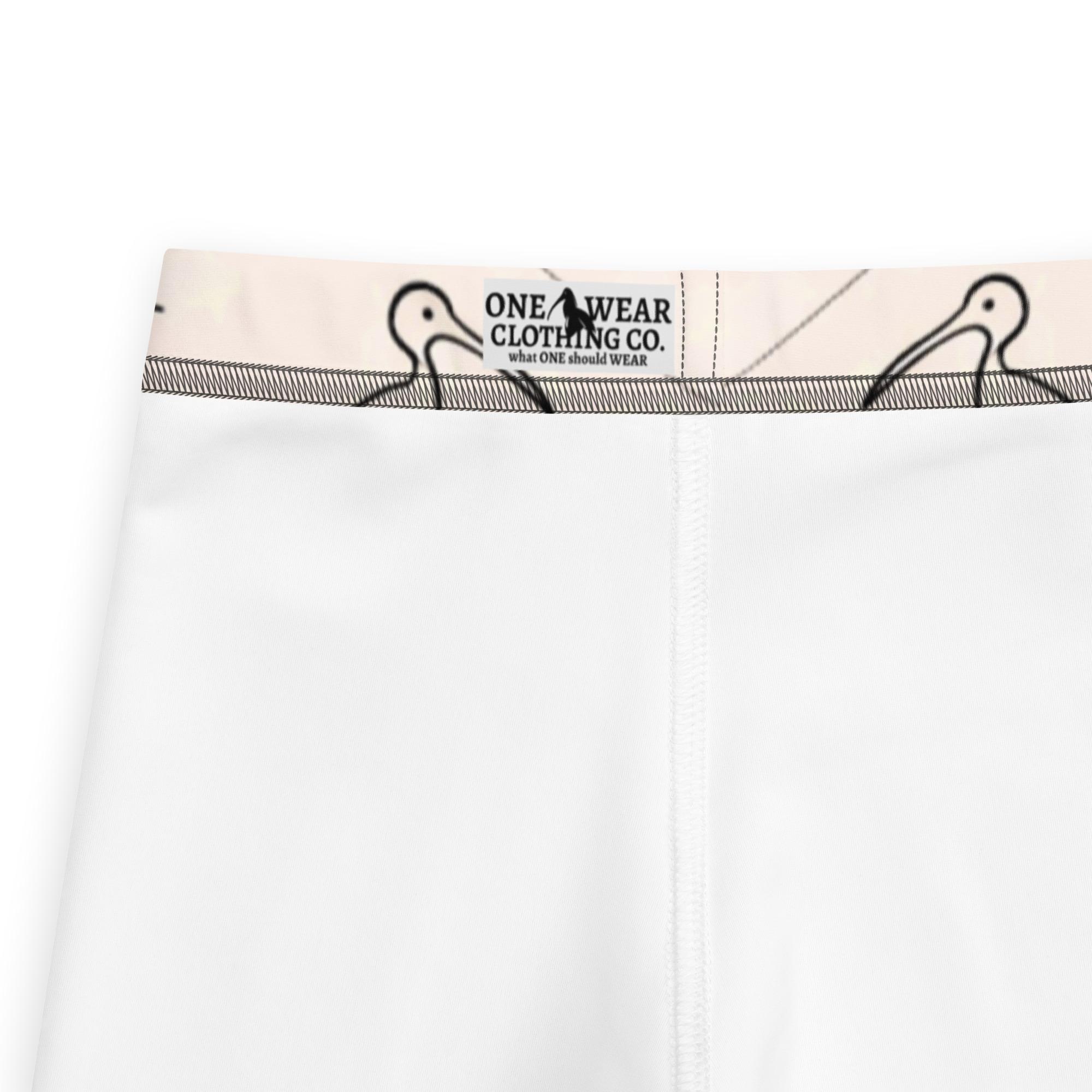 Ibis Line Art Grid – Kid's Leggings – Cream & Black - Image 3