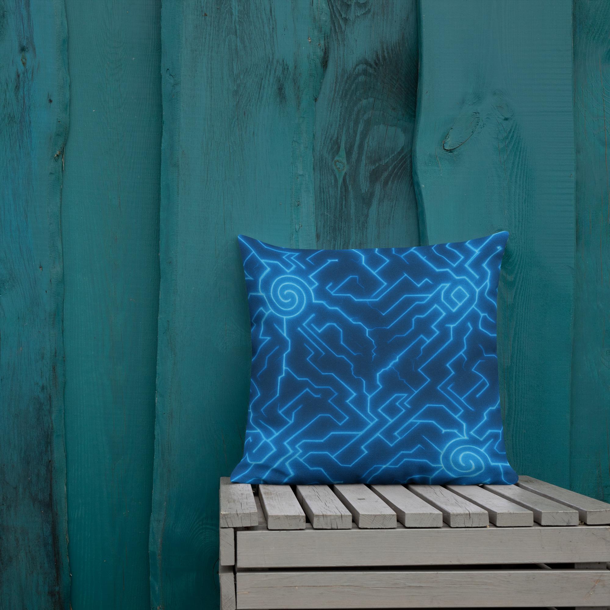 ORA’CYRIA™: Stormweave Spiral™ – Premium Pillow – Navy & Aqua Blue - Image 4
