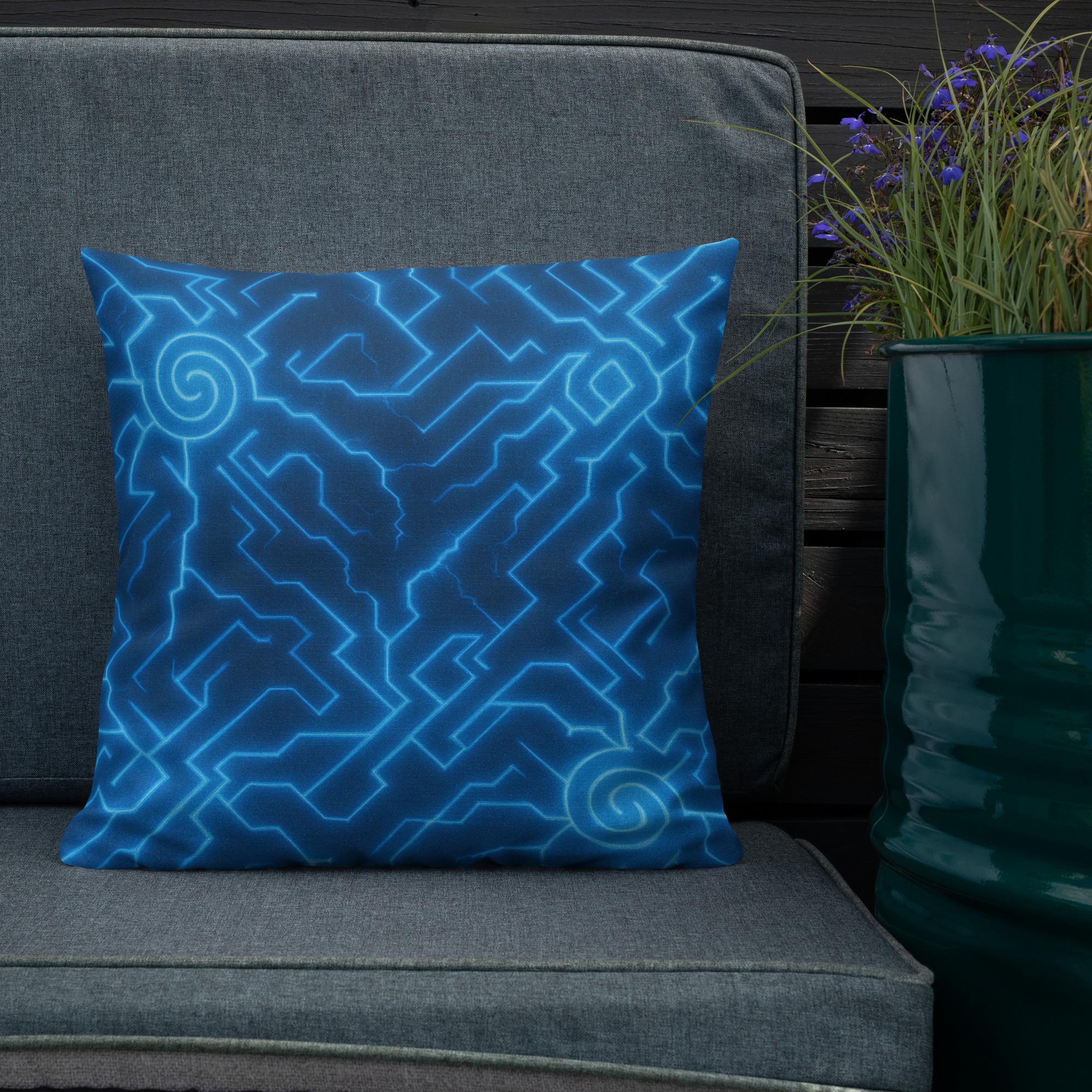 ORA’CYRIA™: Stormweave Spiral™ – Premium Pillow – Navy & Aqua Blue - Image 3