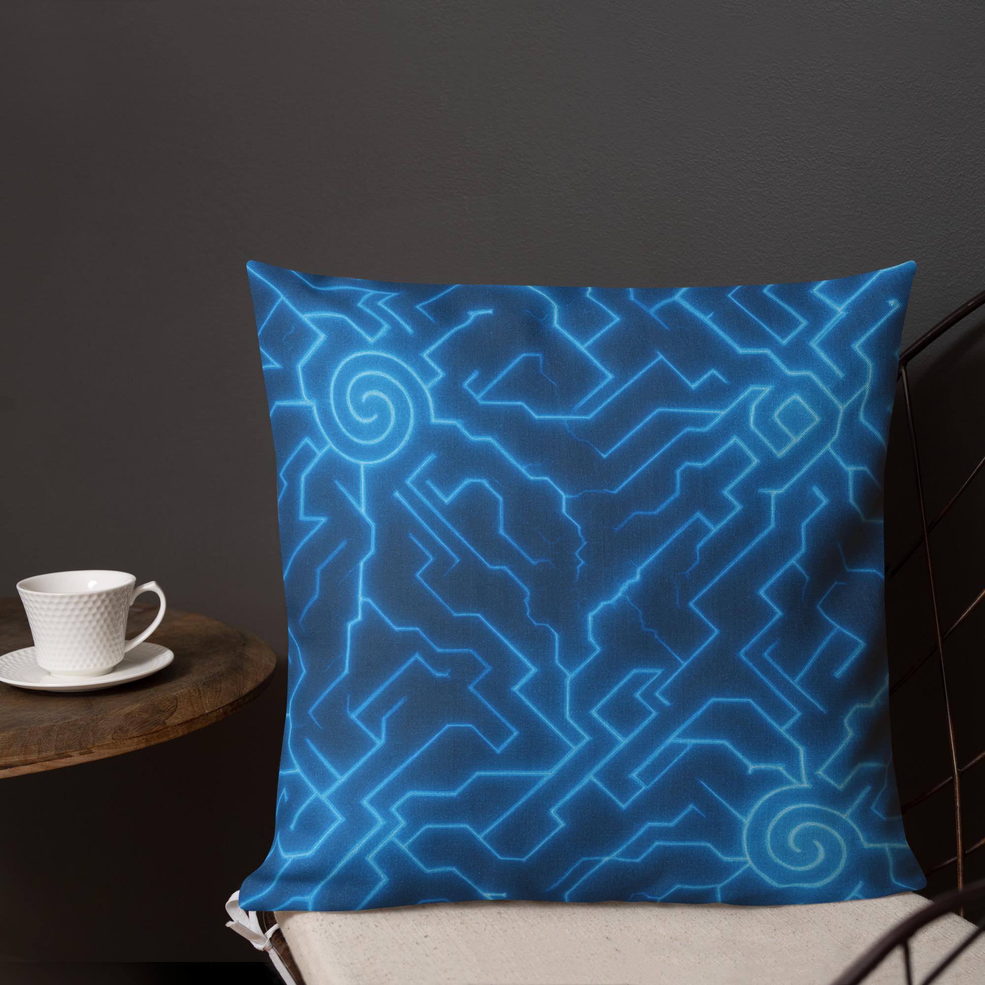 ORA’CYRIA™: Stormweave Spiral™ – Premium Pillow – Navy & Aqua Blue - Image 2