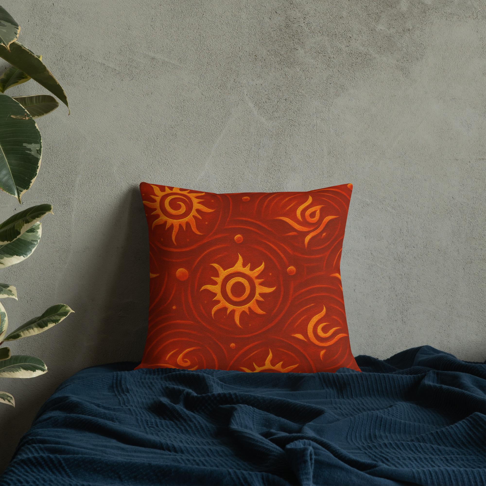 ZARU’UN™: Flameheart Sigil Loop™ – Premium Pillow – Rust & Mustard - Image 2