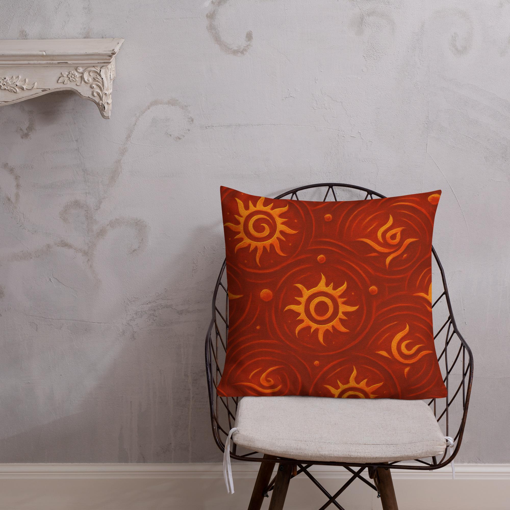ZARU’UN™: Flameheart Sigil Loop™ – Premium Pillow – Rust & Mustard - Image 8