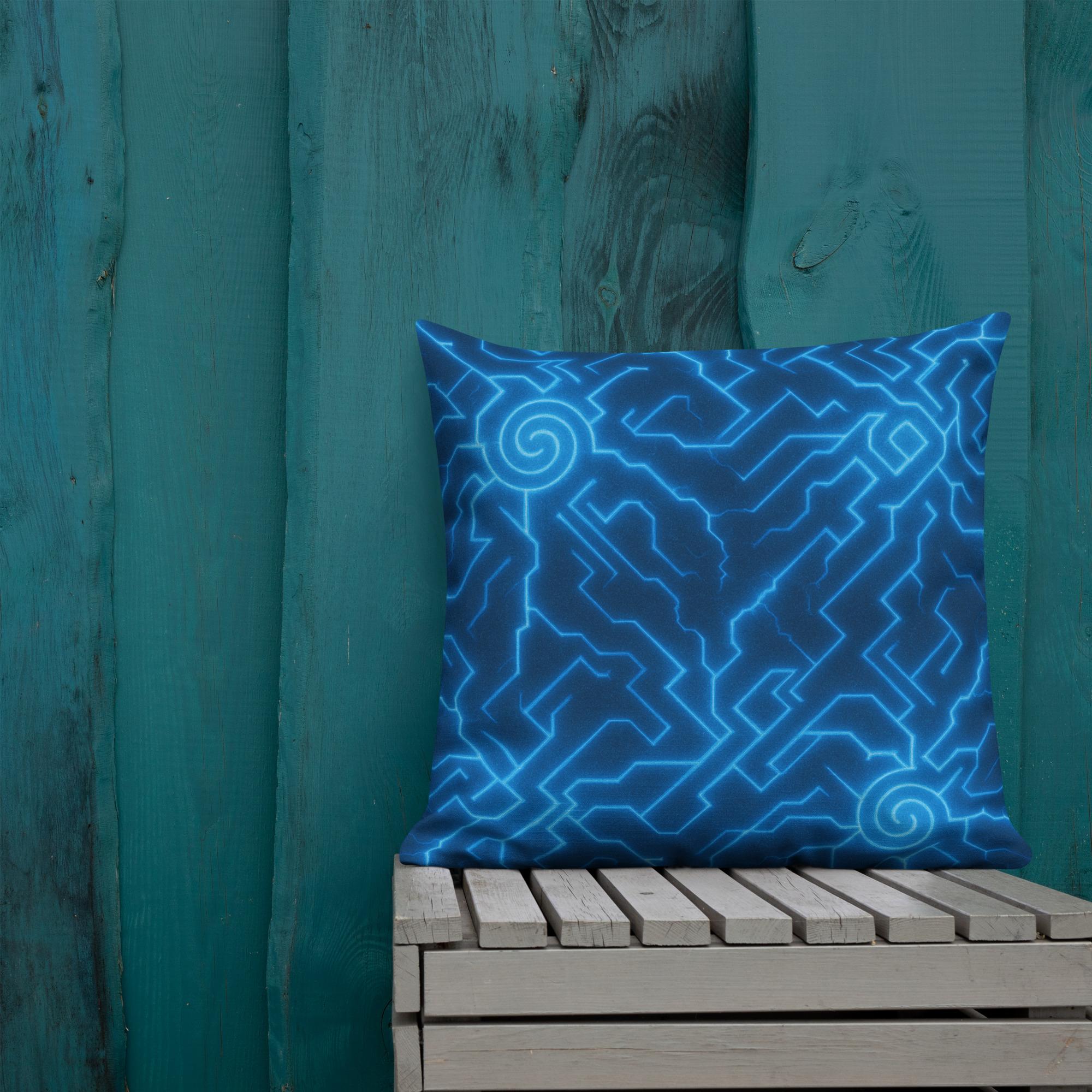 ORA’CYRIA™: Stormweave Spiral™ – Premium Pillow – Navy & Aqua Blue - Image 6