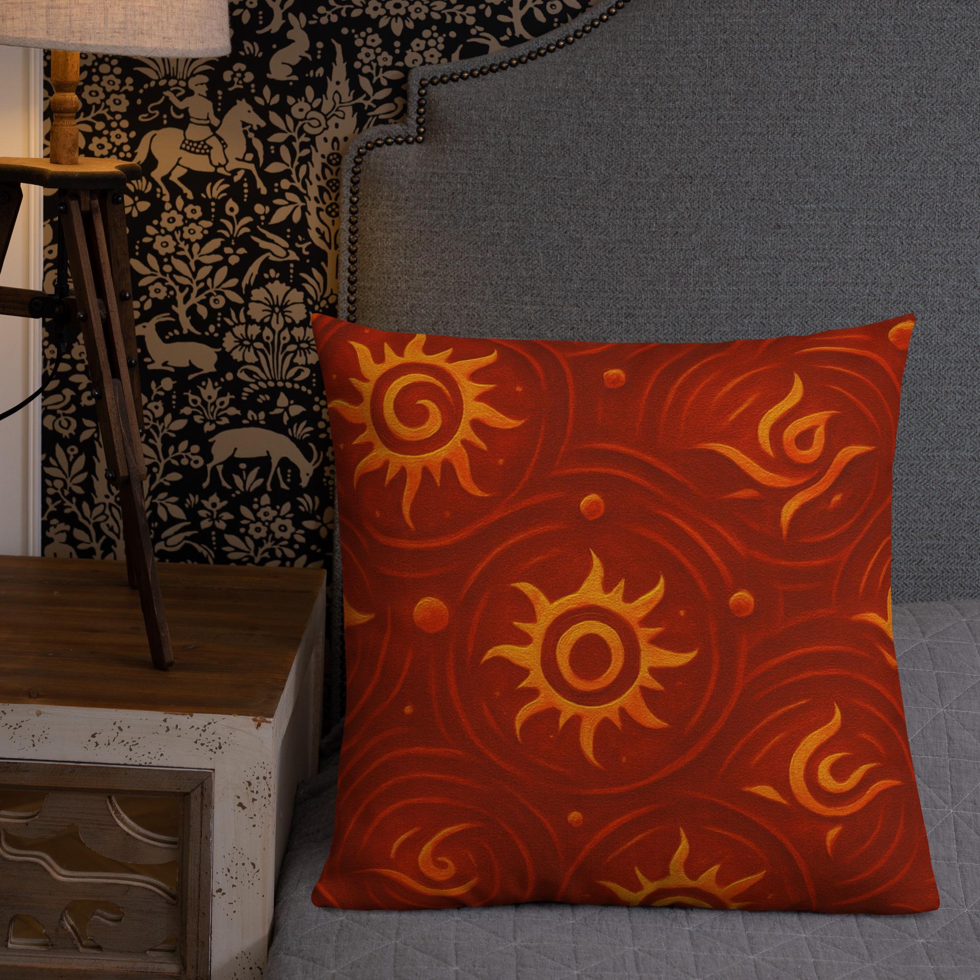 ZARU’UN™: Flameheart Sigil Loop™ – Premium Pillow – Rust & Mustard - Image 9