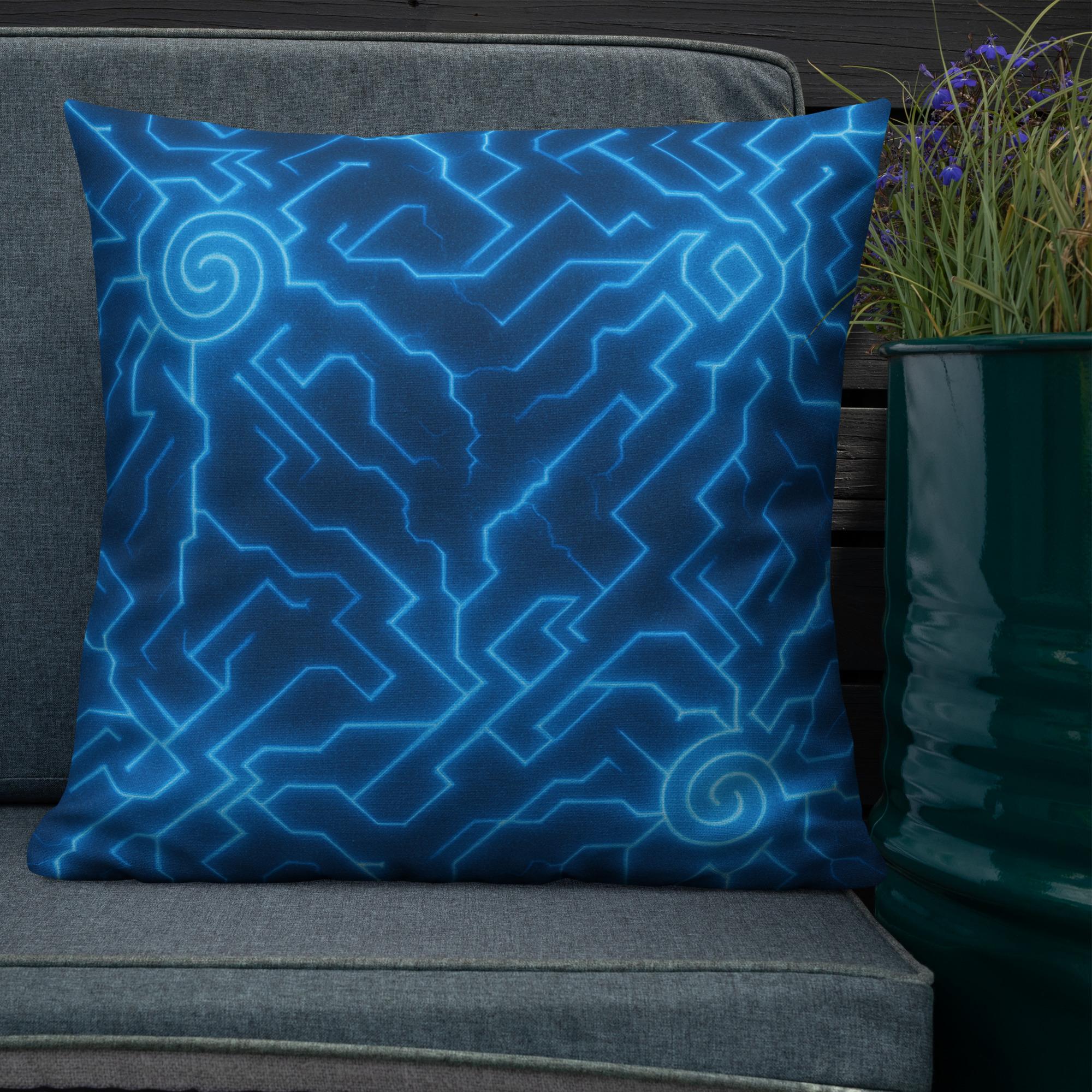ORA’CYRIA™: Stormweave Spiral™ – Premium Pillow – Navy & Aqua Blue - Image 5