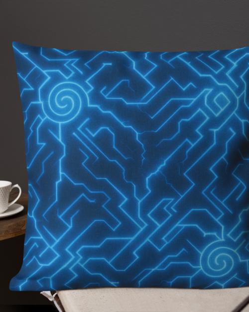 ORA’CYRIA™: Stormweave Spiral™ – Premium Pillow – Navy & Aqua Blue