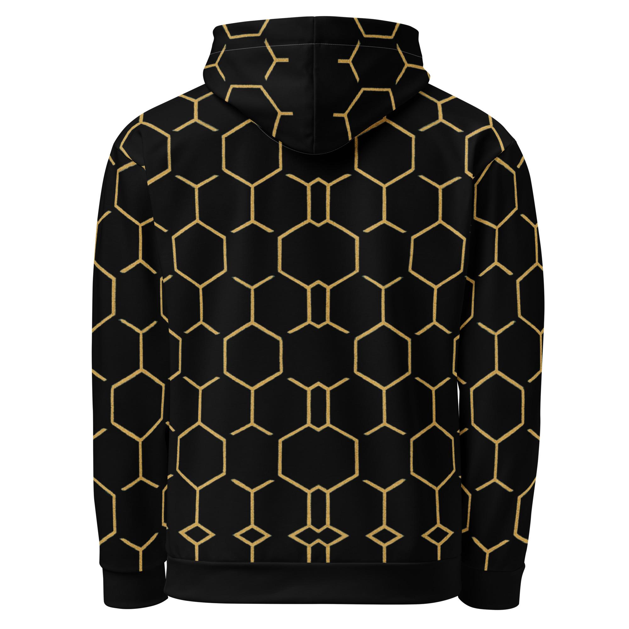 TALISHÉN: Steel Spine Hex Pattern – Unisex Hoodie – Black & Gold - Image 6