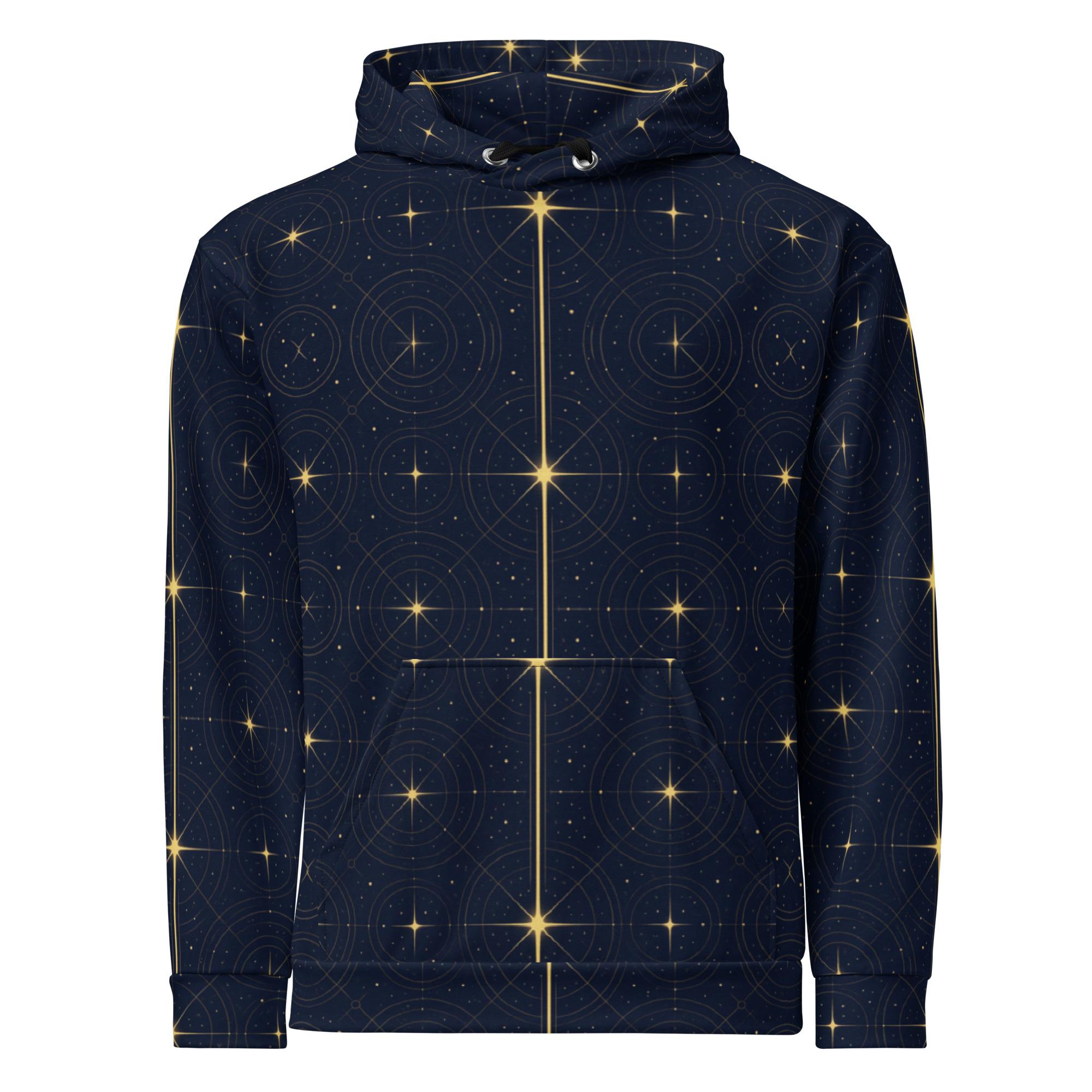 Onegodia: Luminel Axis Grid™ – Unisex Hoodie – Navy & Gold