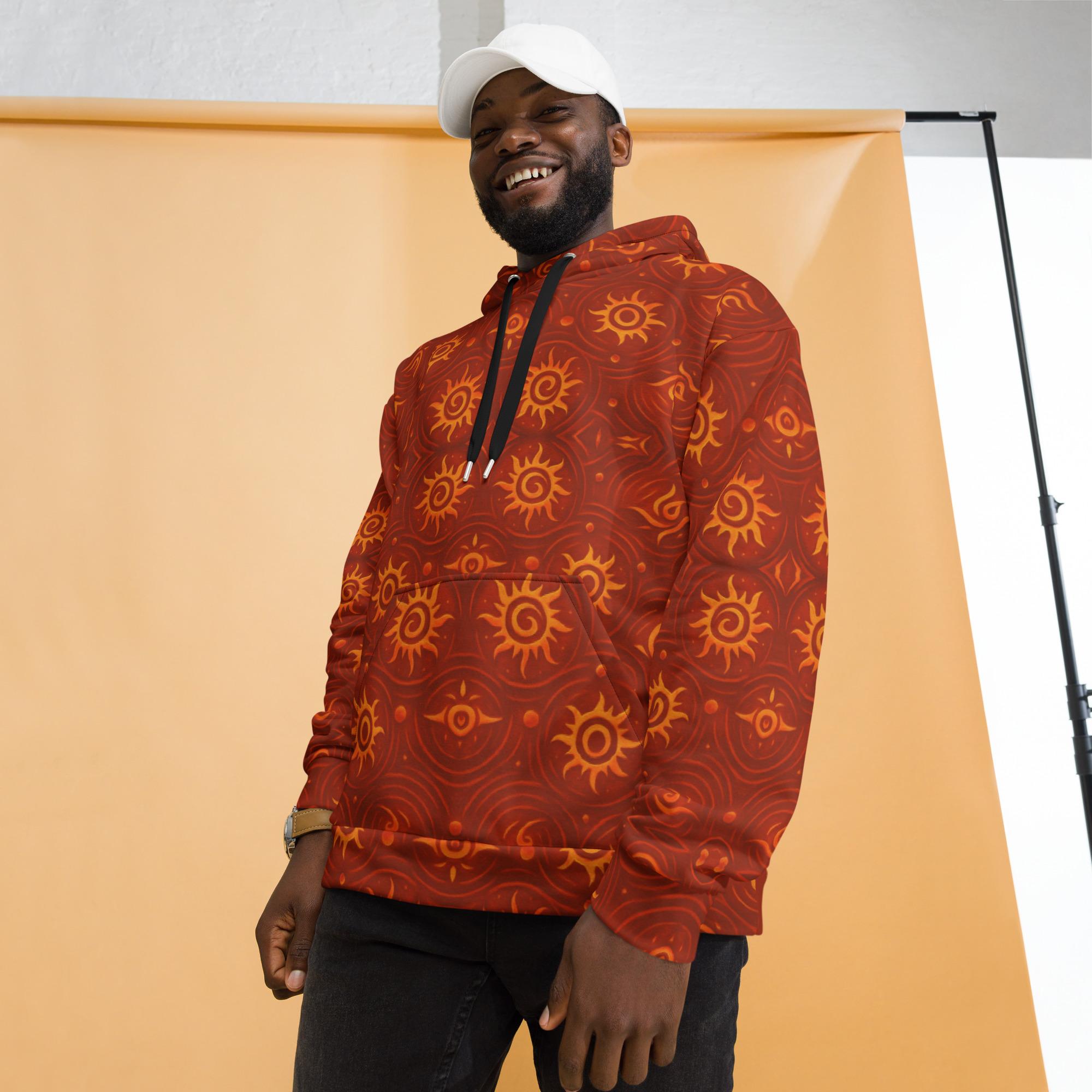 ZARU’UN™: Flameheart Sigil Loop™ – Unisex Hoodie – Rust & Mustard - Image 3